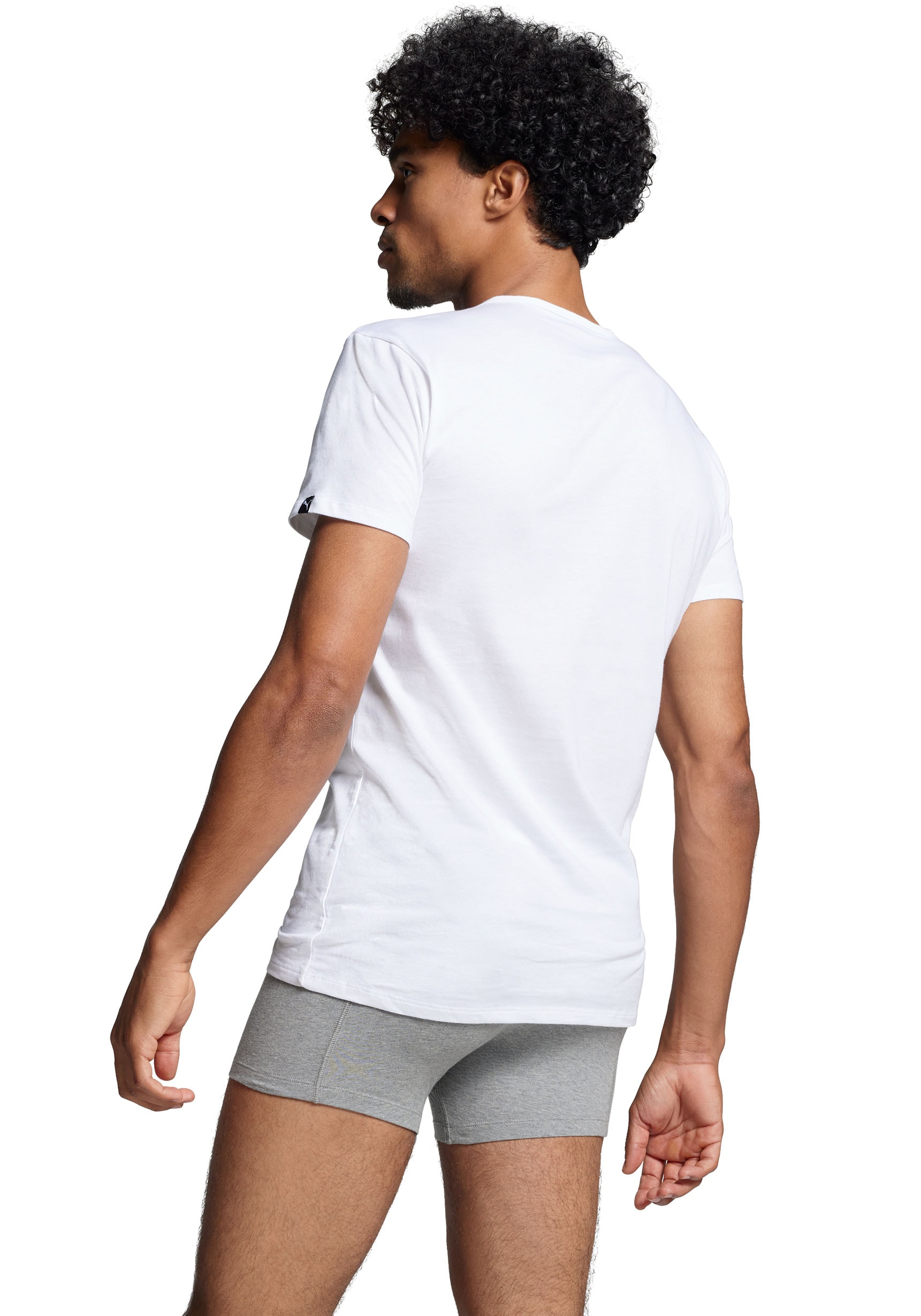 PUMA T-Shirt »PUMA BASIC 2P V-NECK TEE«, (2er Pack), mit Markenlabel