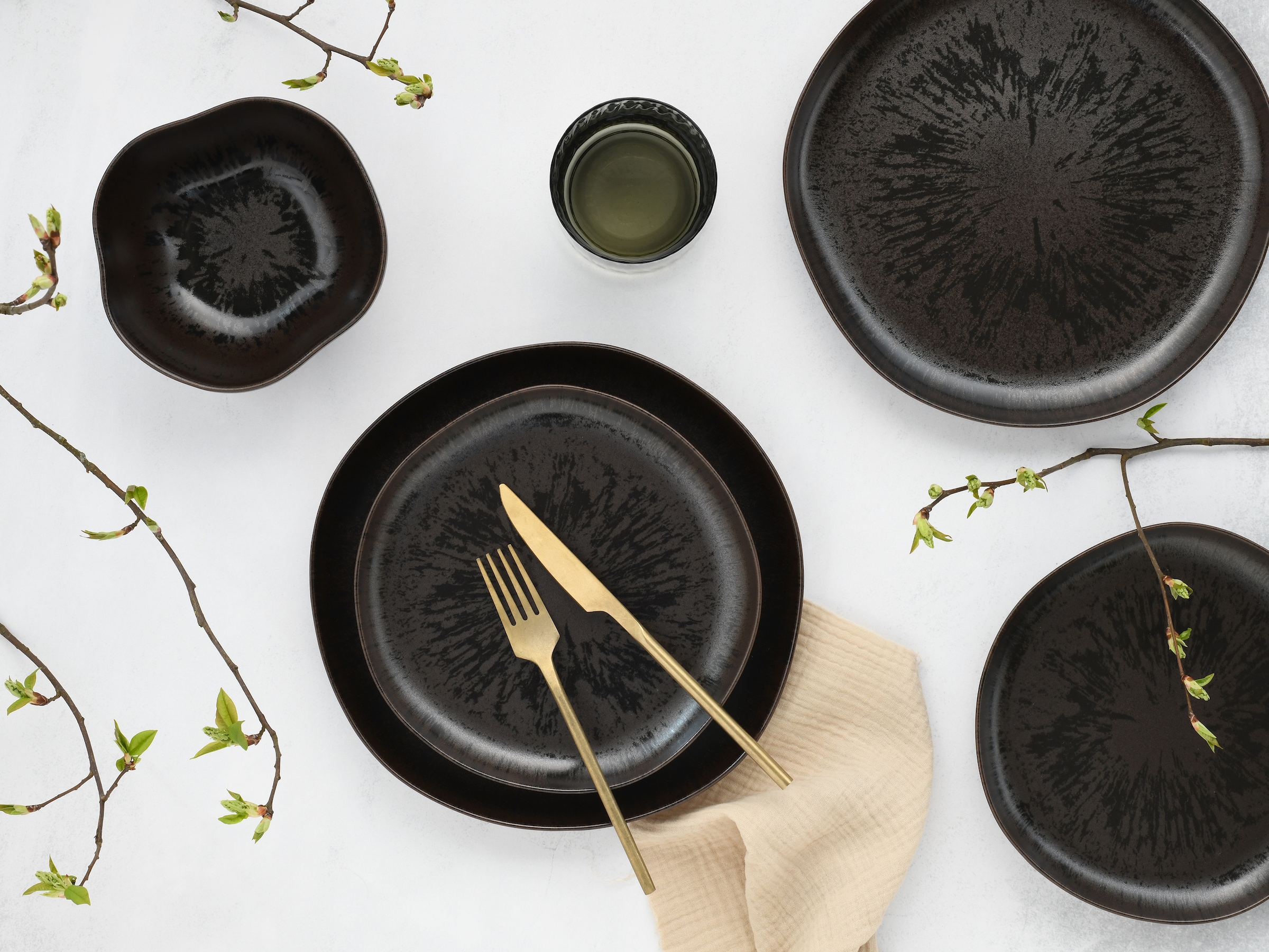 CreaTable Teller-Set »Natura Organic Rusty, Teller Set 12-tlg« Seidenmatte Effektglasur