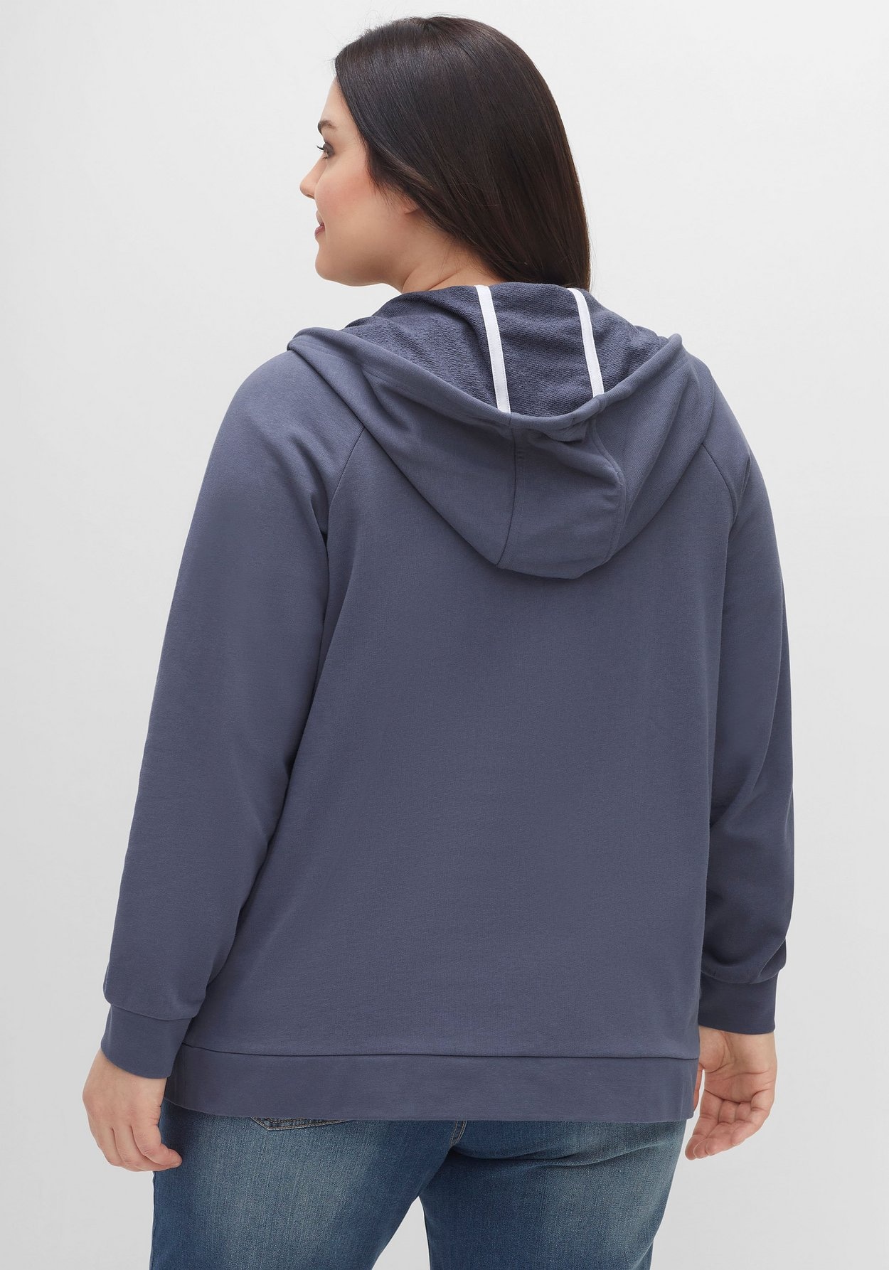 Sheego Kapuzensweatjacke »Sweatjacke mit Flockprint und Eingrifftaschen«