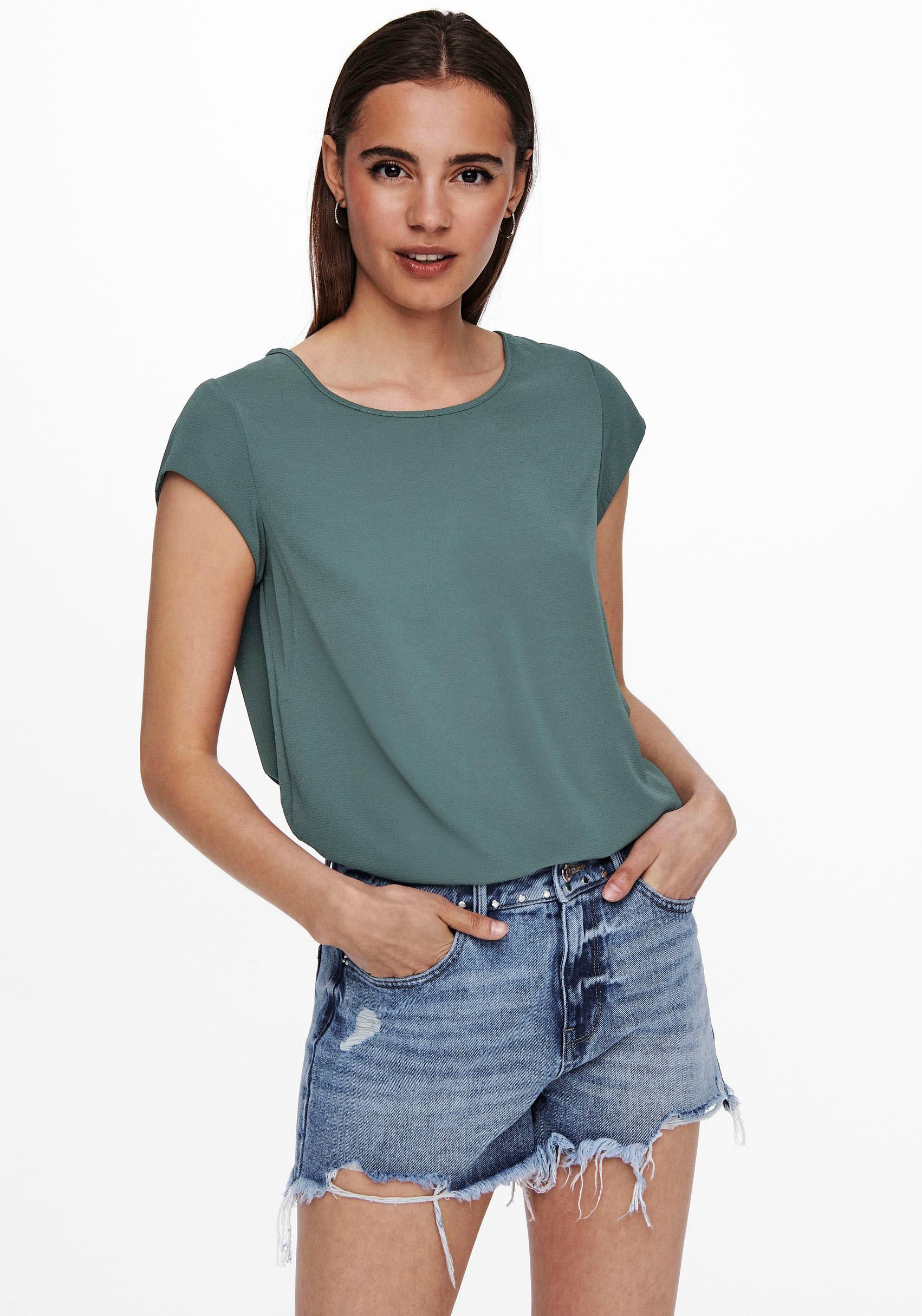 ONLY Kurzarmbluse »ONLVIC S/S SOLID TOP NOOS PTM« bei ♕