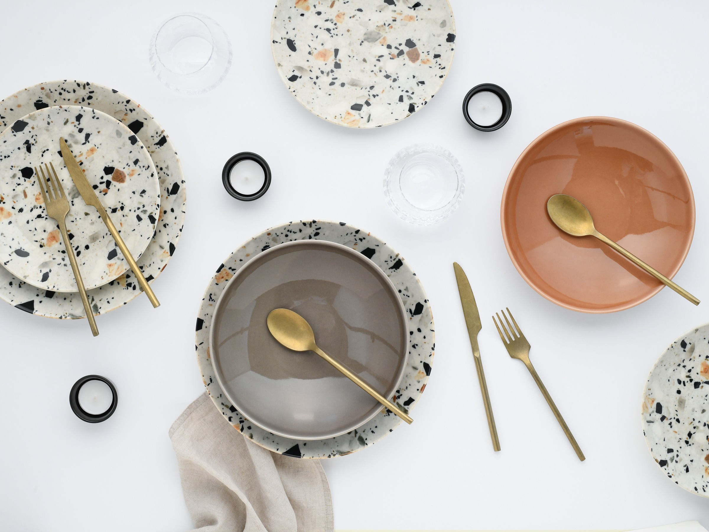 CreaTable Teller-Set »Terrazzo Mix, Teller Set 12-tlg.« Unregelmäßige Steine, Steinoptik