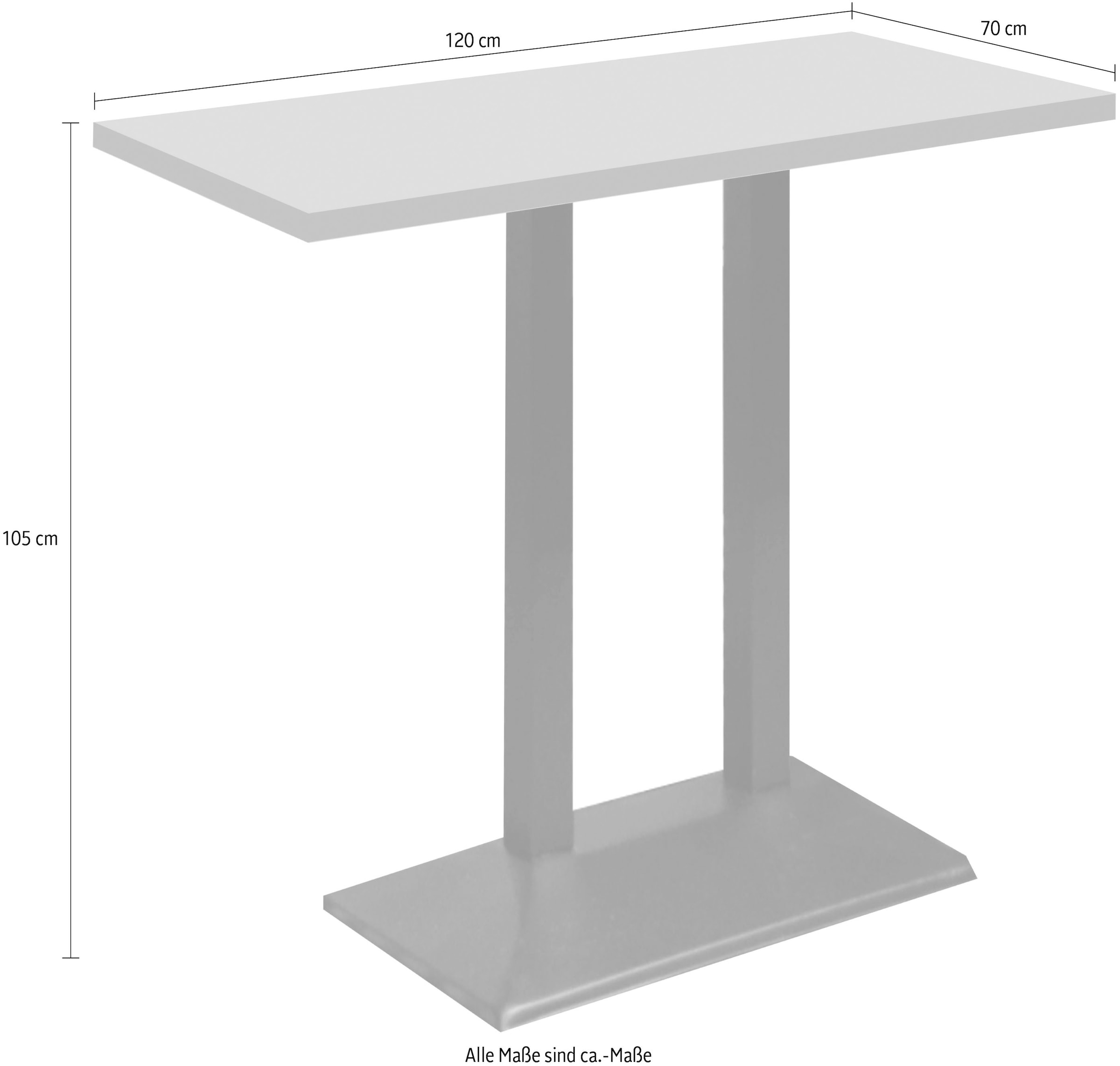 Mäusbacher Bistrotisch »Big Bistro Metall« Doppelsäulengestell, eckige Platte BHT 120x105x70 cm
