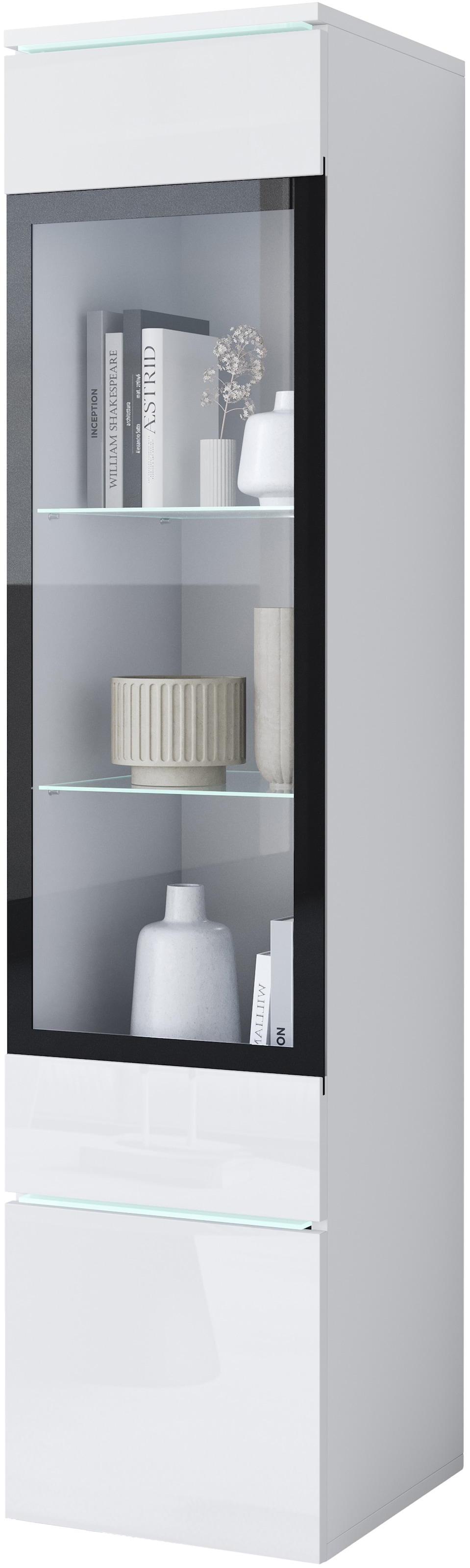 Home affaire Vitrine »Vera, Glasvitrine, Höhe 130 cm, in verschiedenen Farbausführungen« 1 Stk. tlg. LED-Beleuchtung, Türanschlag frei wählbar, stehend/hängend