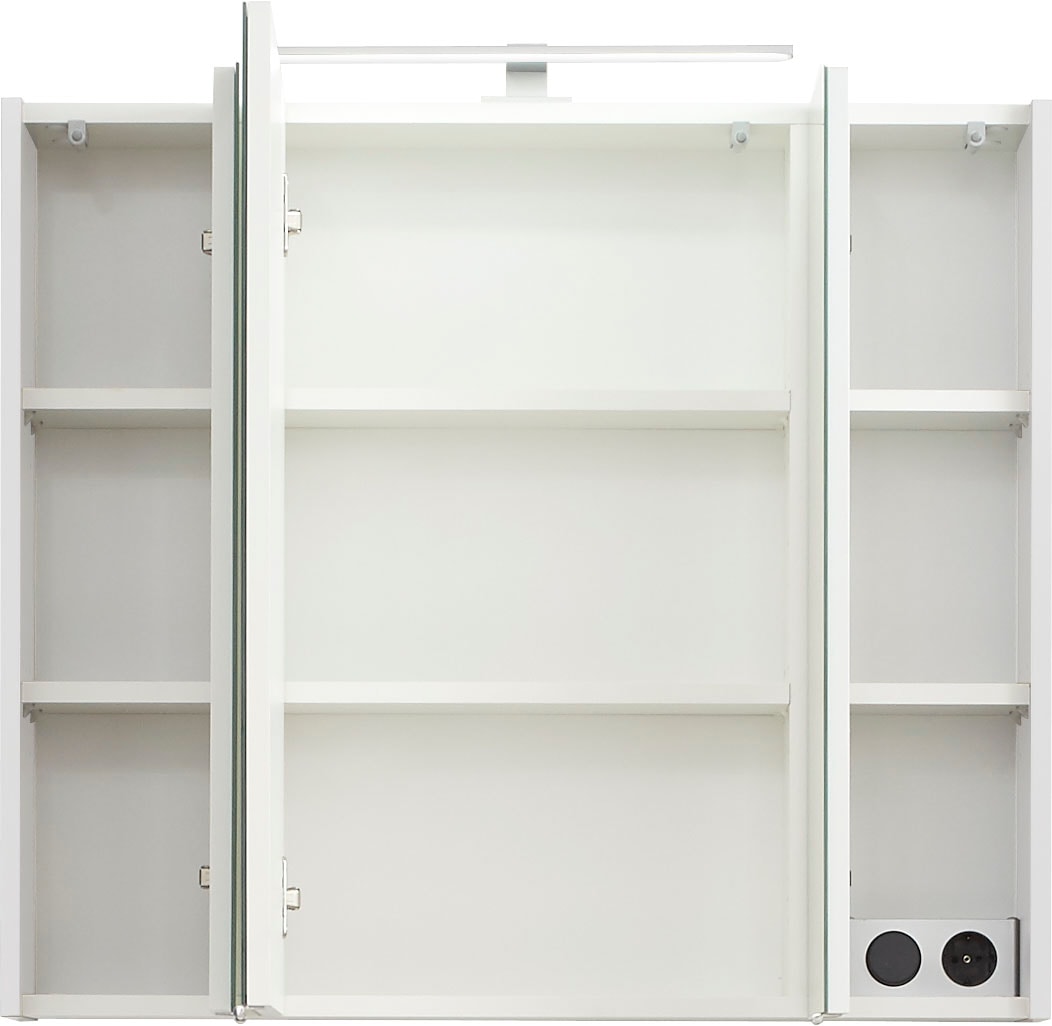 Saphir Badmöbel-Set »Quickset 3-teilig, Keramik-Waschtisch und LED-Spiegelschrank«, (5 St.), mit Midischrank, 2 Türen, 1 Nische, 2 Schubladen, inkl. Türdämpfer