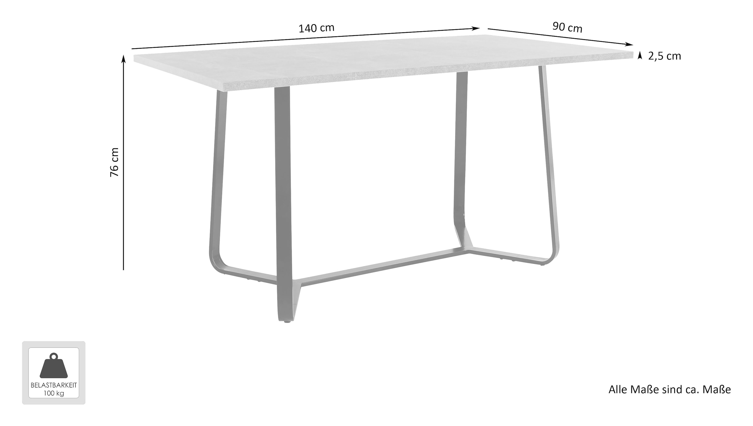 byLIVING Esstisch »Talea« 1 Stk. tlg. modernes Design, 140cm und 160cm, Artisan Eiche, Old Style Wood, Beton