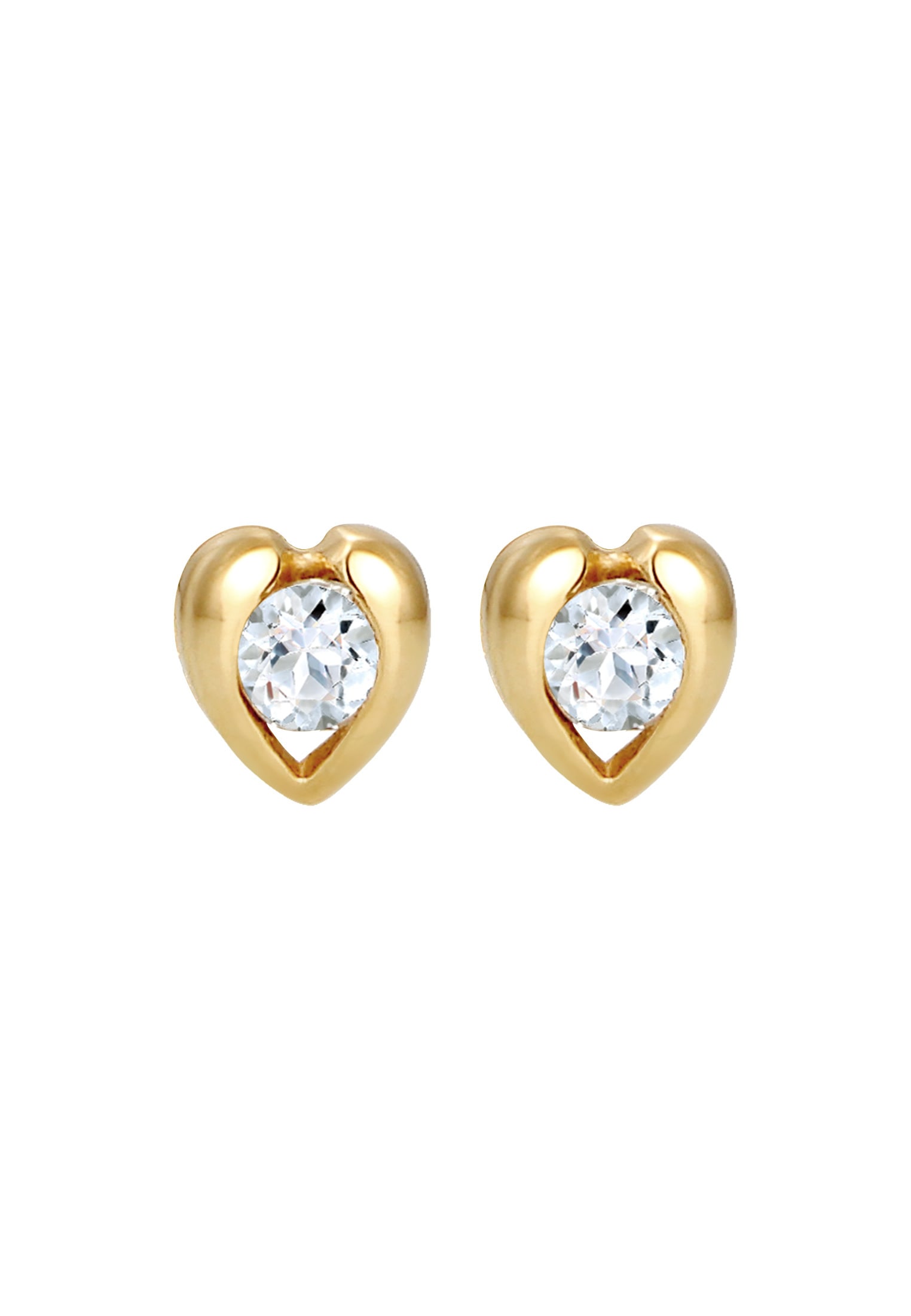 Elli Premium Paar Ohrstecker »Ohrringe Ohrstecker Herz Heart Topas Edelstein 585 Gelbgold«
