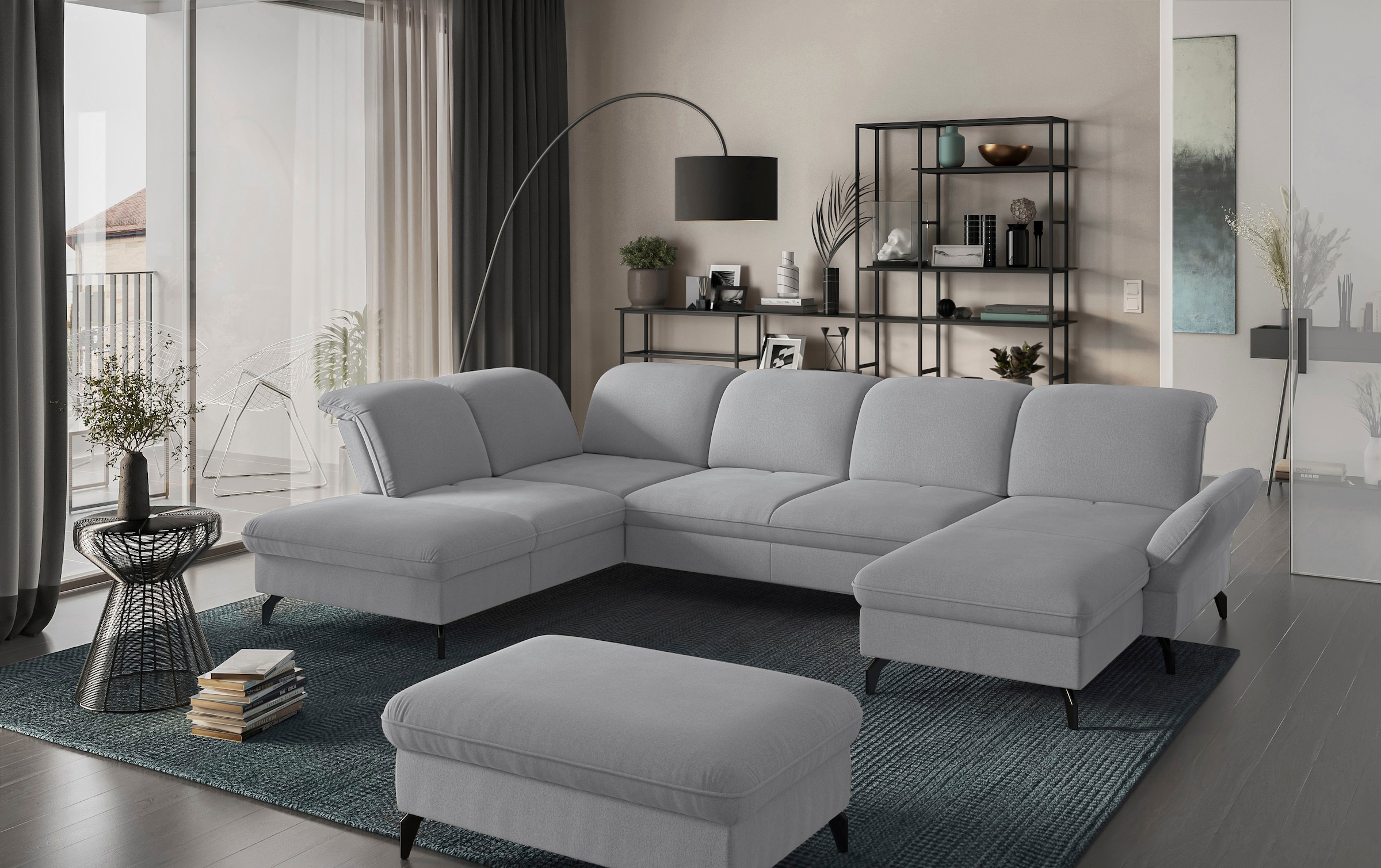 sit&more Wohnlandschaft »Leandro U-Form« Wahlweise mit Bett- , Kopfteil - und Armlehnfunktion, sowie Bettkasten