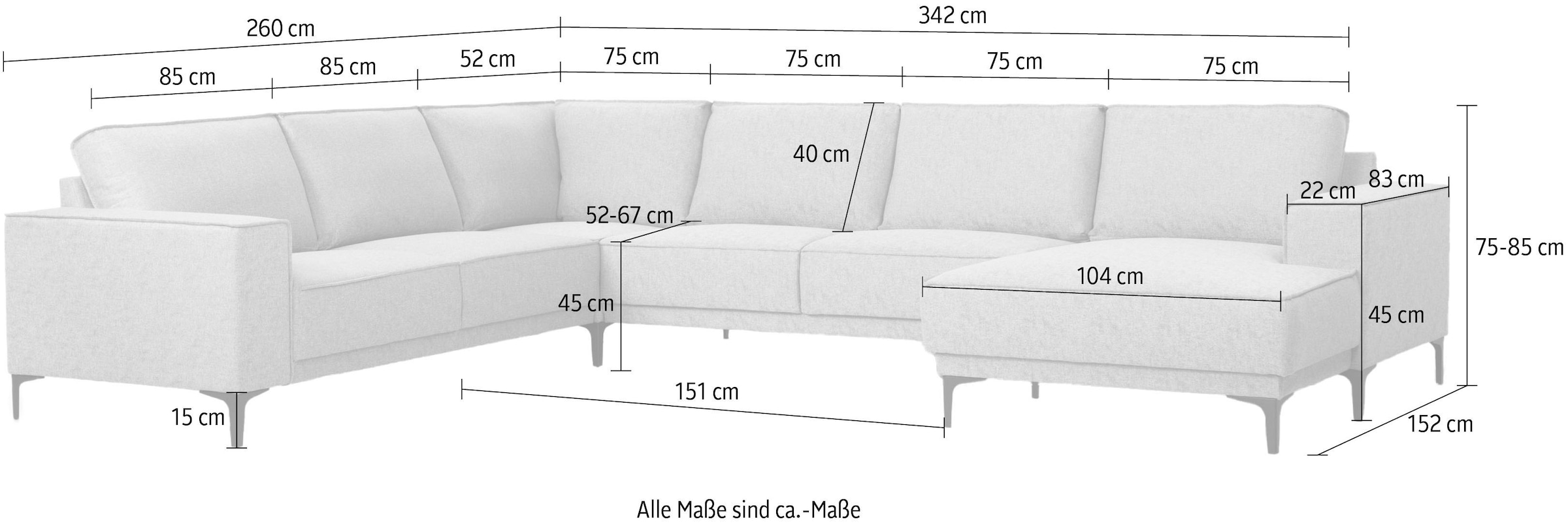 Places of Style Wohnlandschaft »Oland«, U-Form, im zeitlosem Design und hochwertiger Verabeitung