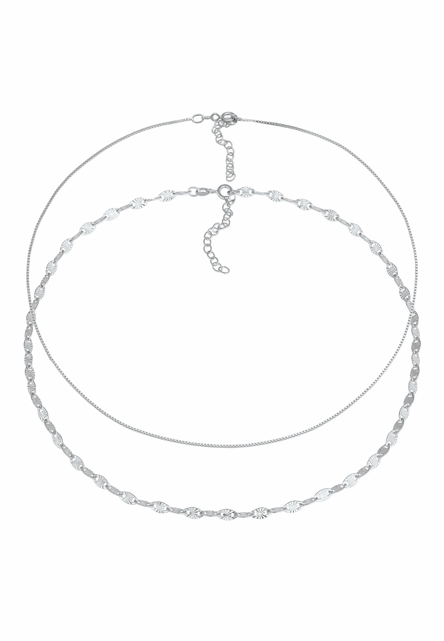 Elli Ketten-Set »Halskette Choker Venezianer Plättchen 2er Set 925 Silber«