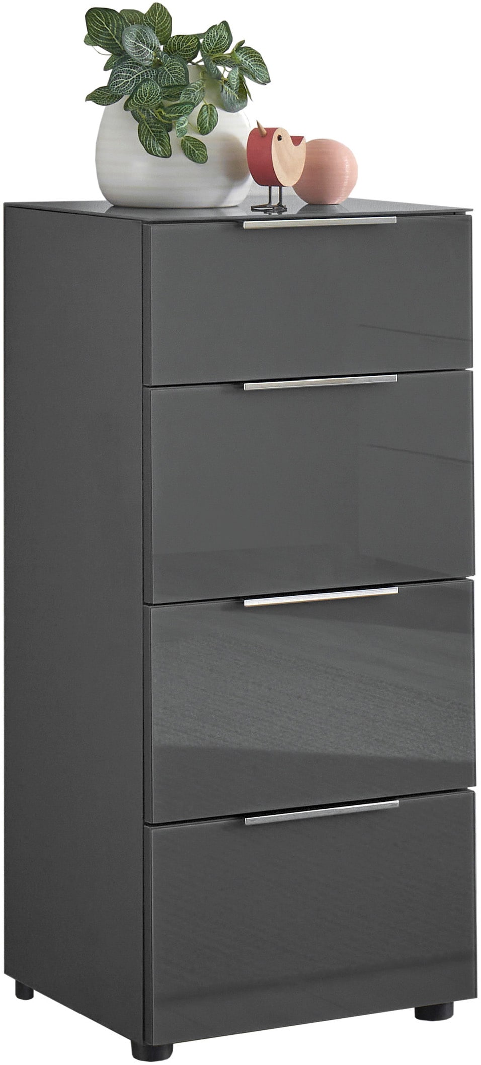 HBZ Kommode »Santorin Mehrzweckschrank mit Schubkästen, BxHxT 45x99x40 cm« 1 Stk. tlg. Mit 4 Schubkästen mit Softclose, Glasfront und Glasoberboden
