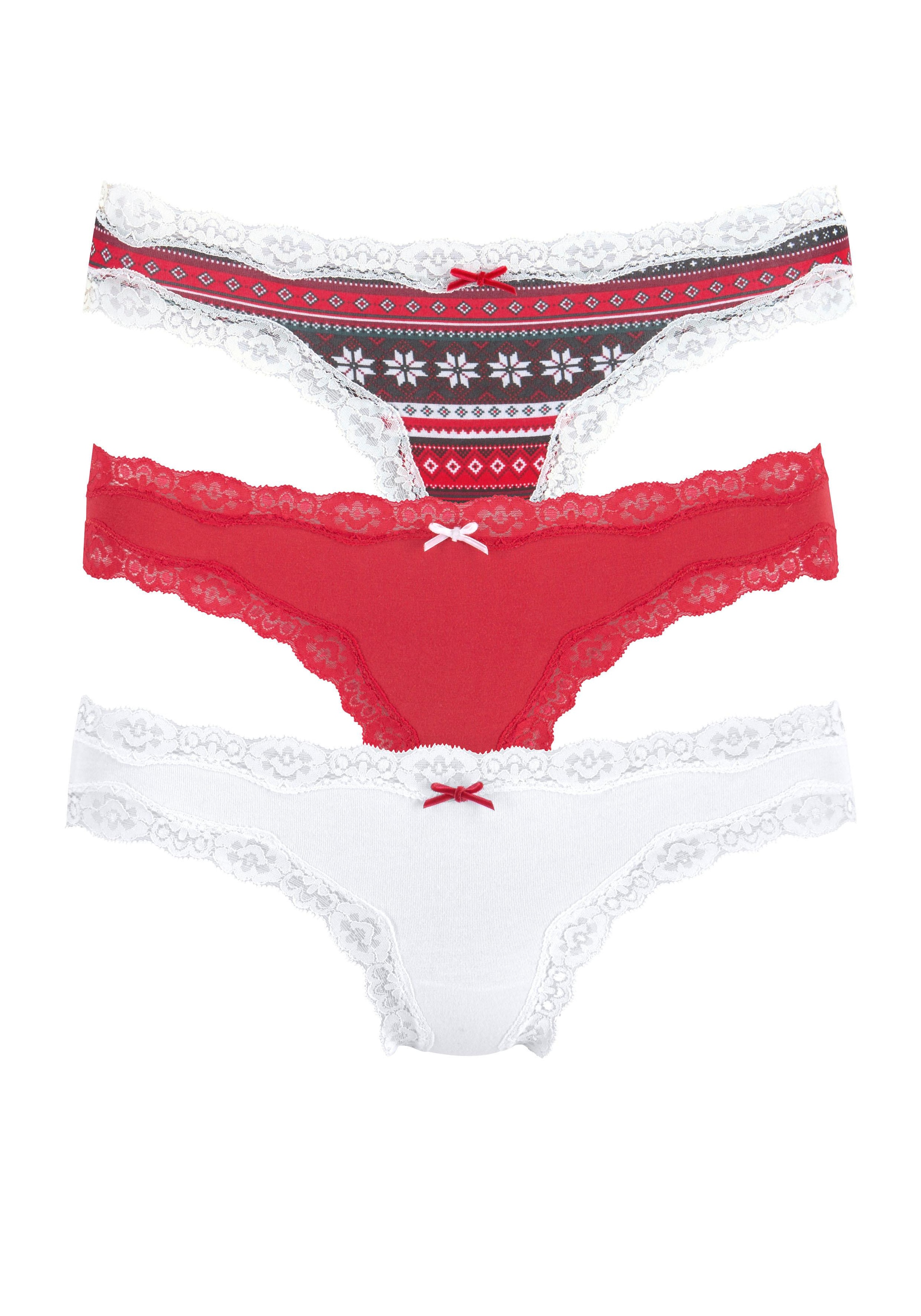 LASCANA String »X-Mas«, (Packung, 3 St.)