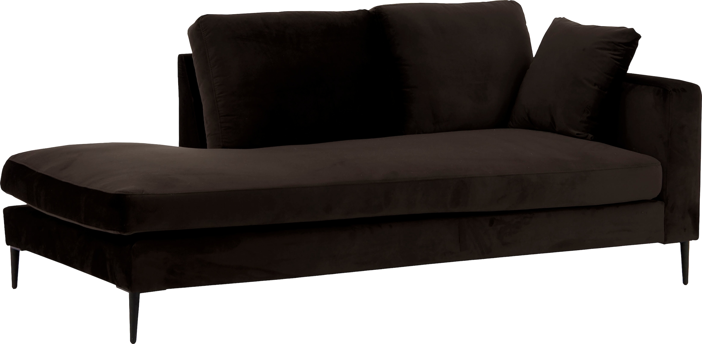Leonique Recamiere »Cozy Chaiselongue, Maße B/T/H: 195/97/80 cm«, mit losen Kissen und Metallbeinen, Armlehne links oder rechts wählbar