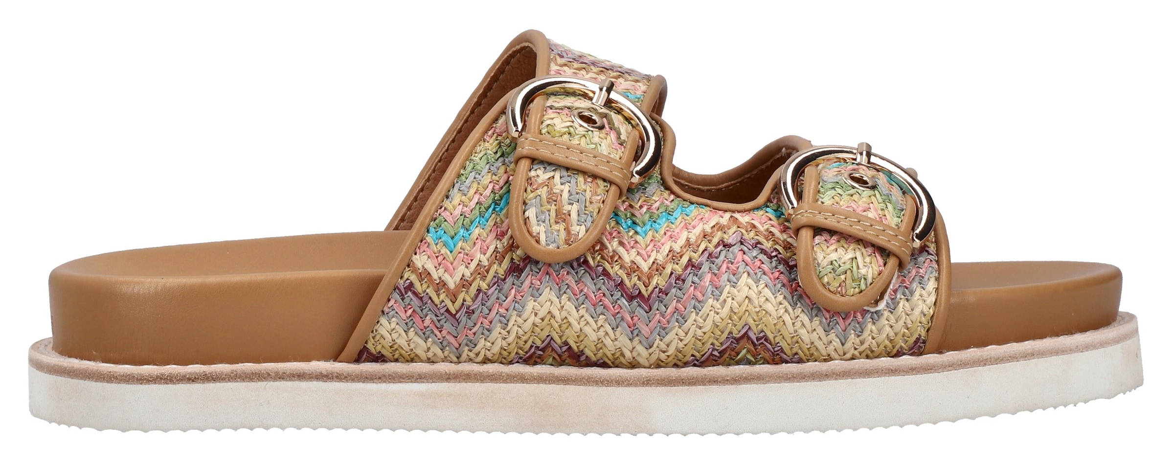 Rieker Pantolette, Sommerschuh, Strandschuh, Urlaubsschuh, Schlappen in Flecht-Optik