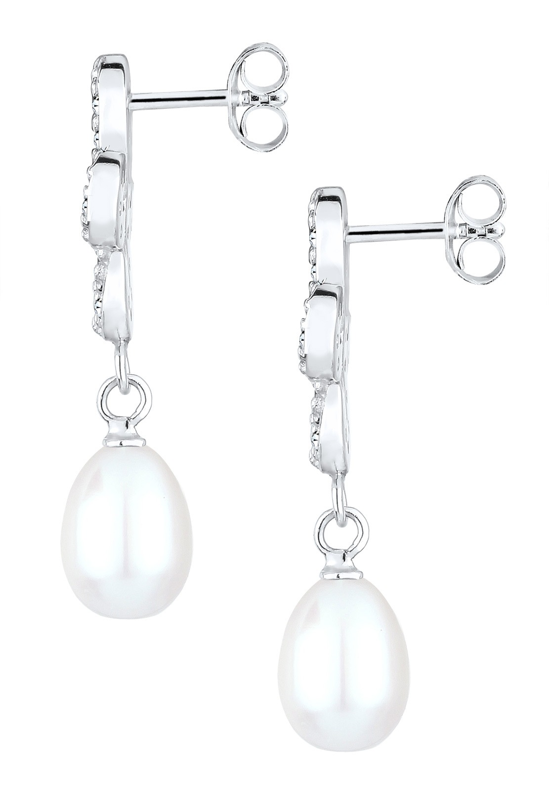 Elli Premium Paar Ohrhänger »Ohrringe Infinity Glas Kristalle Weiß 925 Sterling Silber«