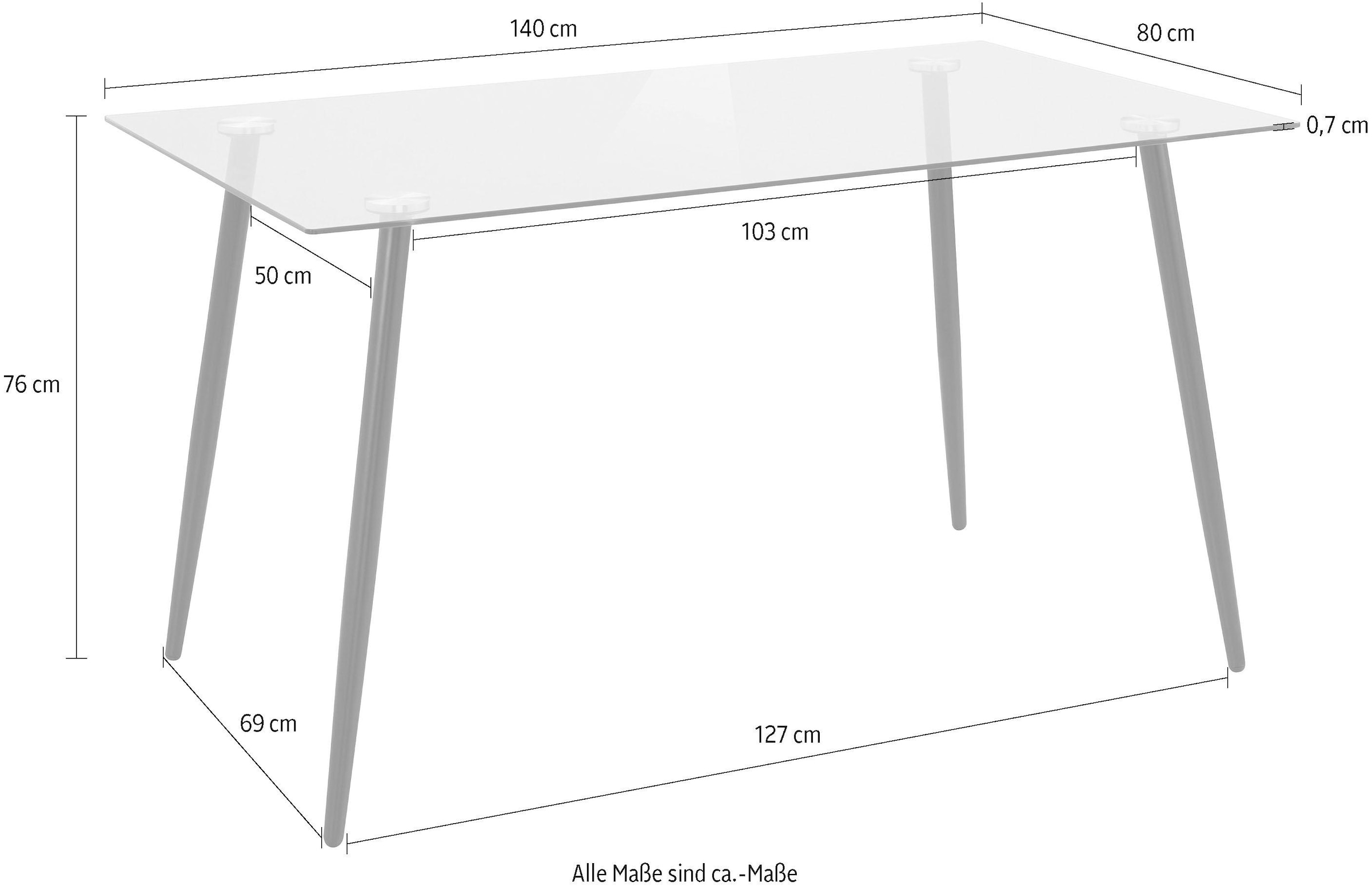 INOSIGN Glastisch »Danny«, Esstisch Breite 140 cm
