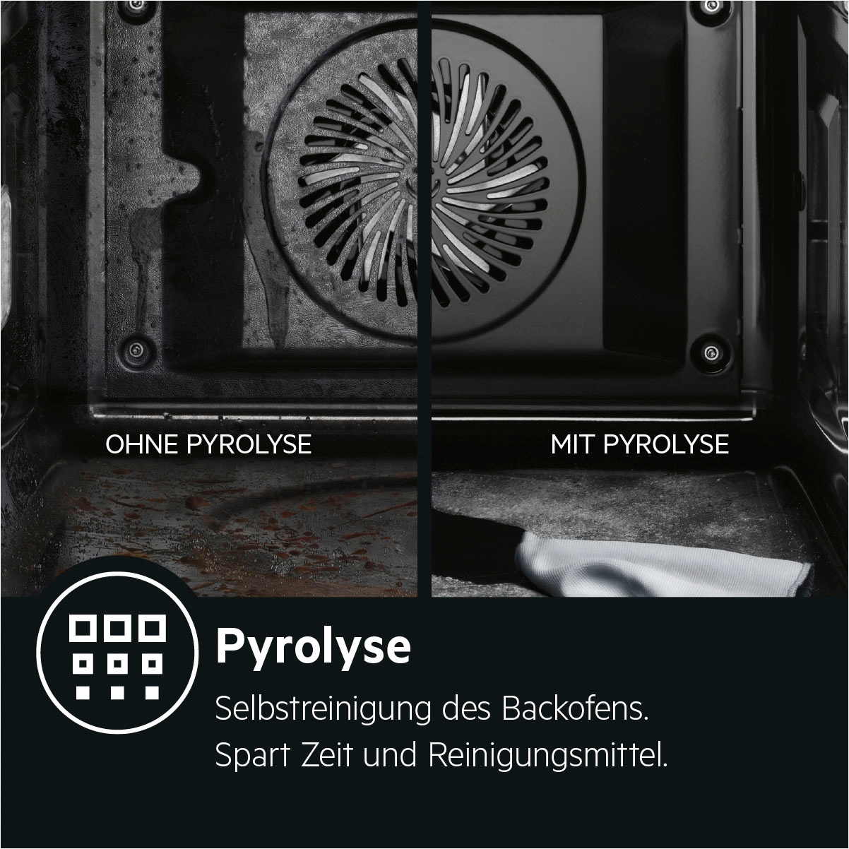 AEG Pyrolyse Backofen 6000 »BPE55526BM«, mit 1-fach-Teleskopauszug, Pyrolyse-Selbstreinigung, SteamBake - Feuchtigkeitszugabe, Touch, Heißluft, Pizza- & Grillstufe