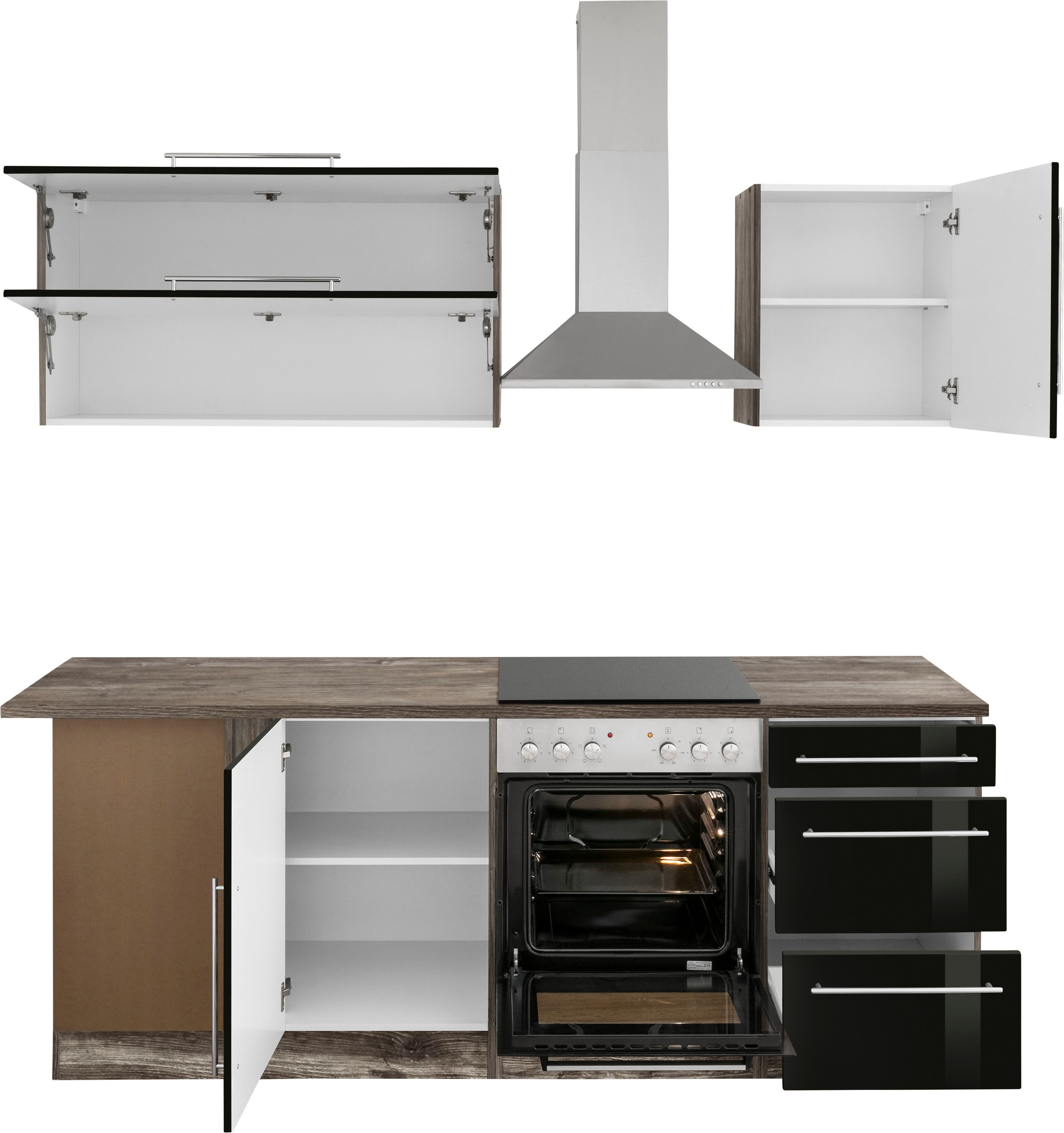 KOCHSTATION Winkelküche »Samos«, mit E-Geräten, Stellbreite 220/220 cm