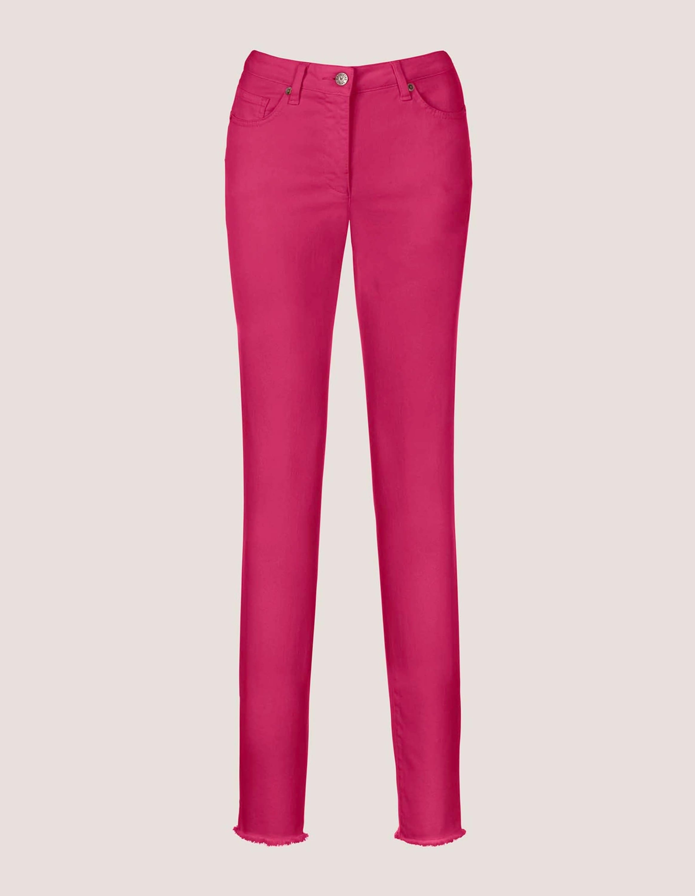 MADELEINE Regular-fit-Jeans »Jeans Mid Waist Skinny-Hose mit Fransen« mit Fransensaum