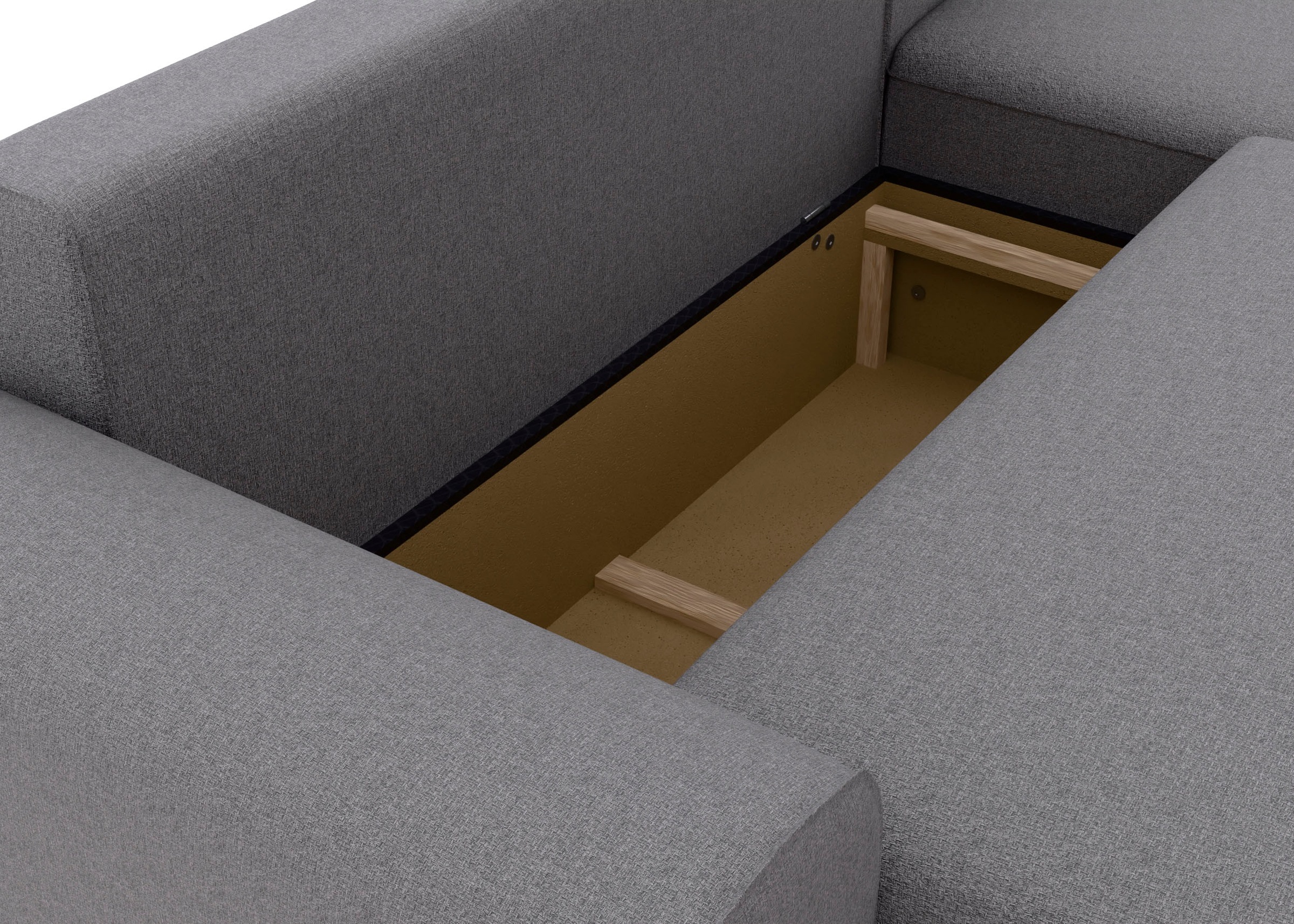 TRENDMANUFAKTUR Ecksofa »Fordon, Schlafsofa mit Bettkasten, Couch in L-Form, Breite 250 cm« in Struktur LUMOS, 3D-Effekt, anthrazit, Recamiere rechts