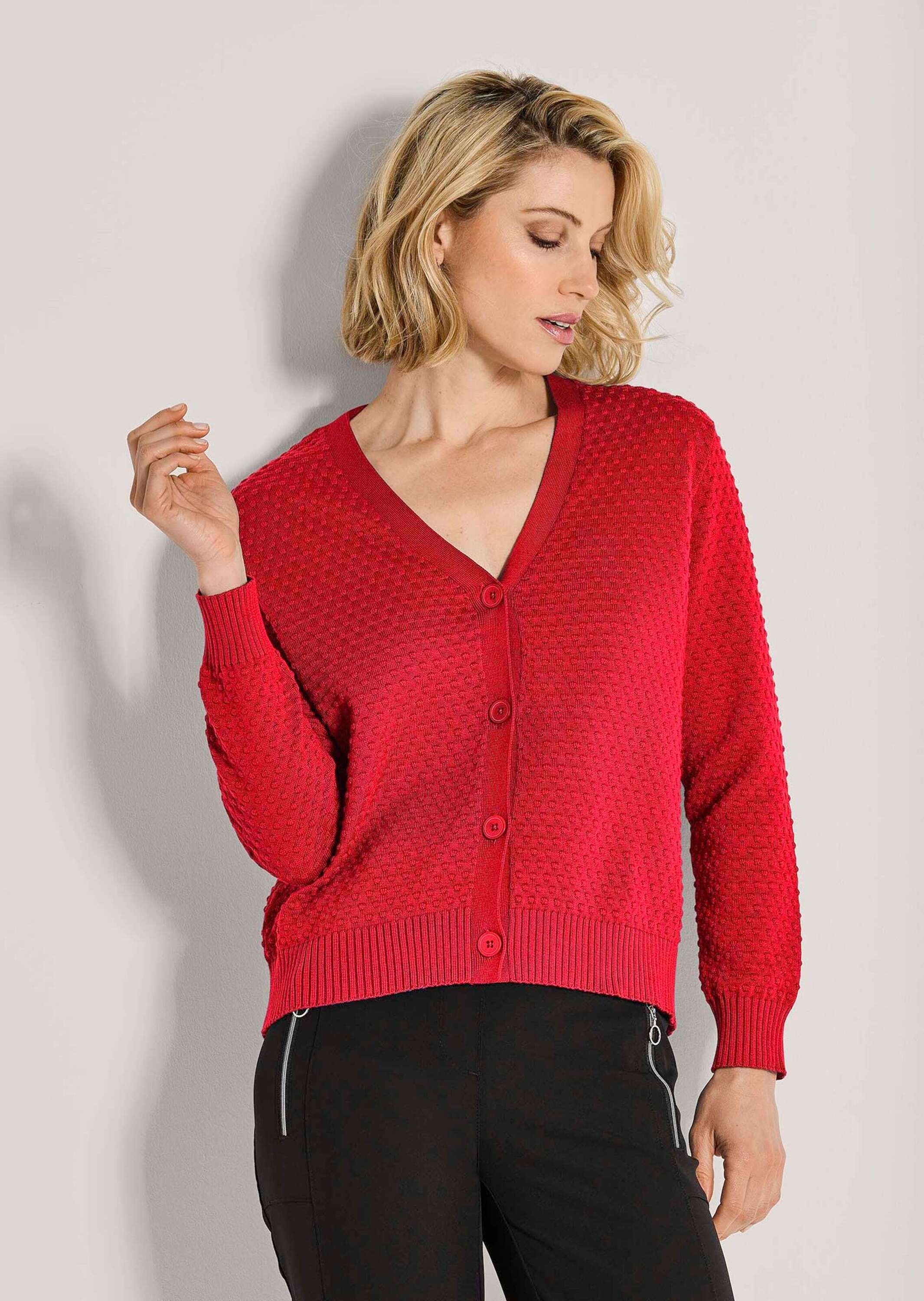 MADELEINE Strickjacke »Strickjacke Eleganter Cardigan mit V-Ausschnitt« Strukturstrick