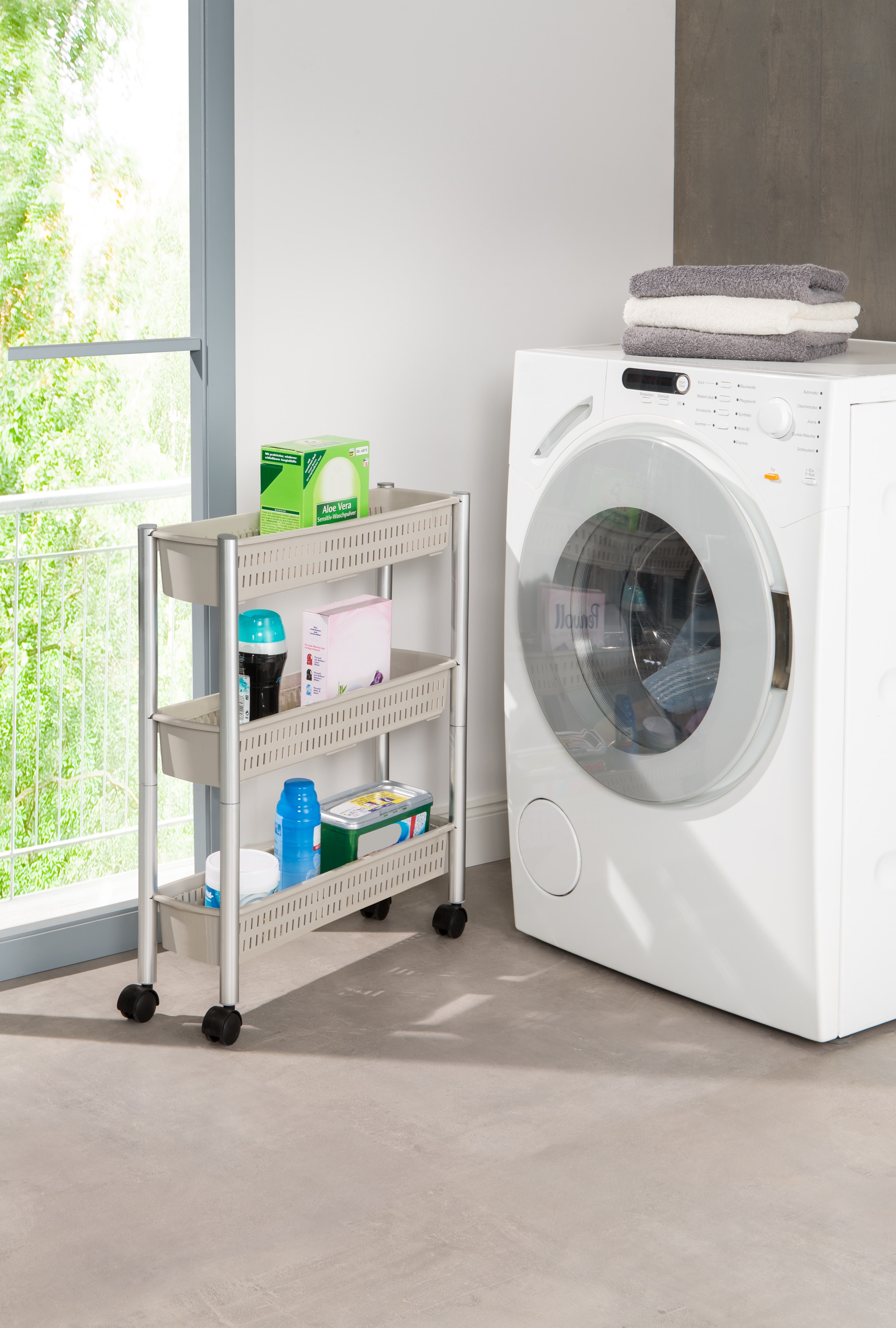 Ruco Rollwagen für die Nische, mt drei geräumigen Körben, Aluminium/Kunststoff