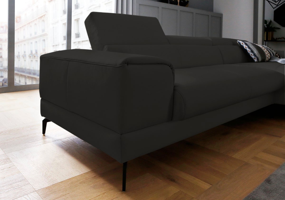 W.SCHILLIG Ecksofa »piedroo, Designsofa mit tollem Sitzkomfort, L-Form«, Kopfteilverstellung, wahlweise mit Sitztiefenverstellung, Breite 303cm