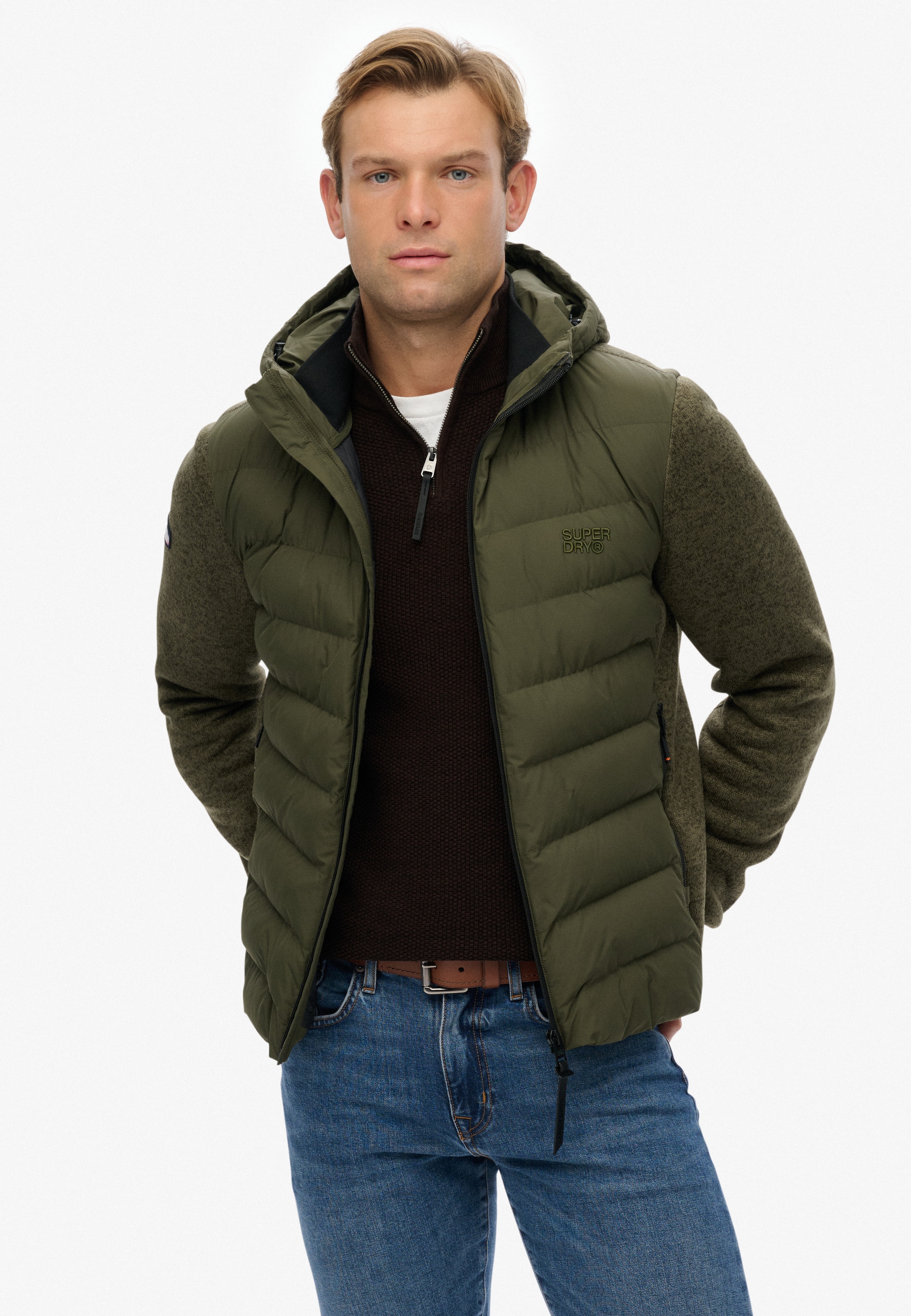 Superdry Steppjacke »HOODED STORM KNIT HYBRID JKT« mit Kapuze
