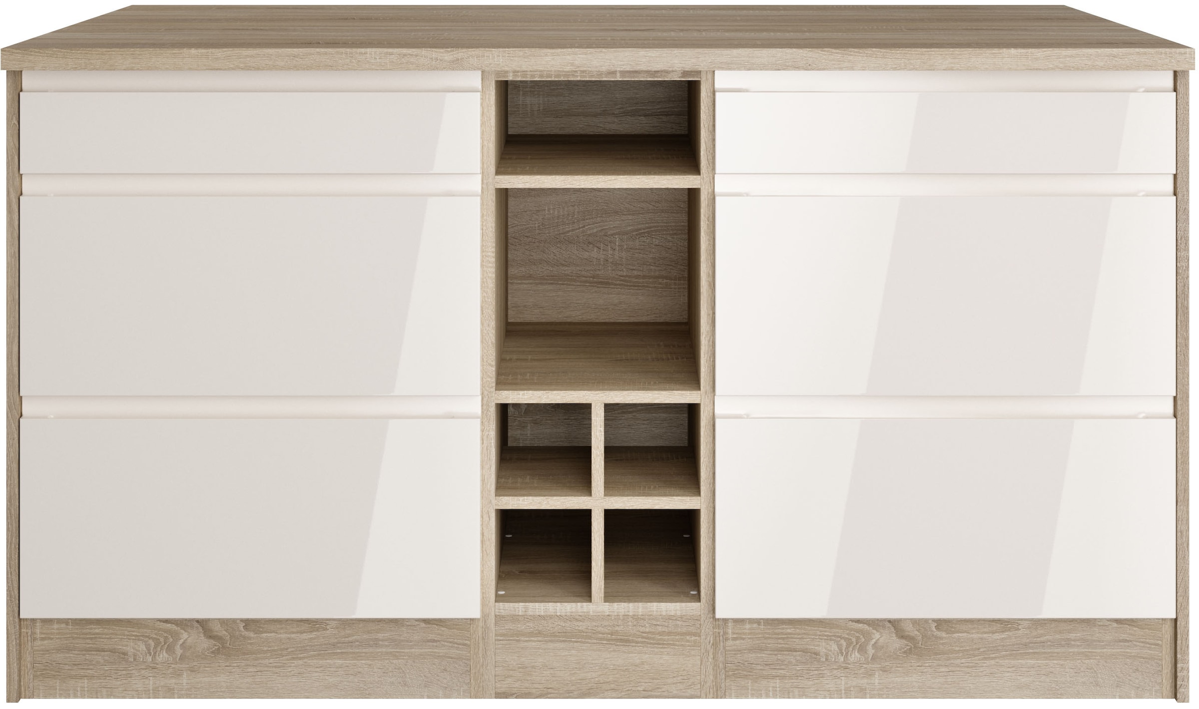 KOCHSTATION Kücheninsel »KS-Virginia«, Breite 153 cm, MDF-Fronten, Flaschenregal