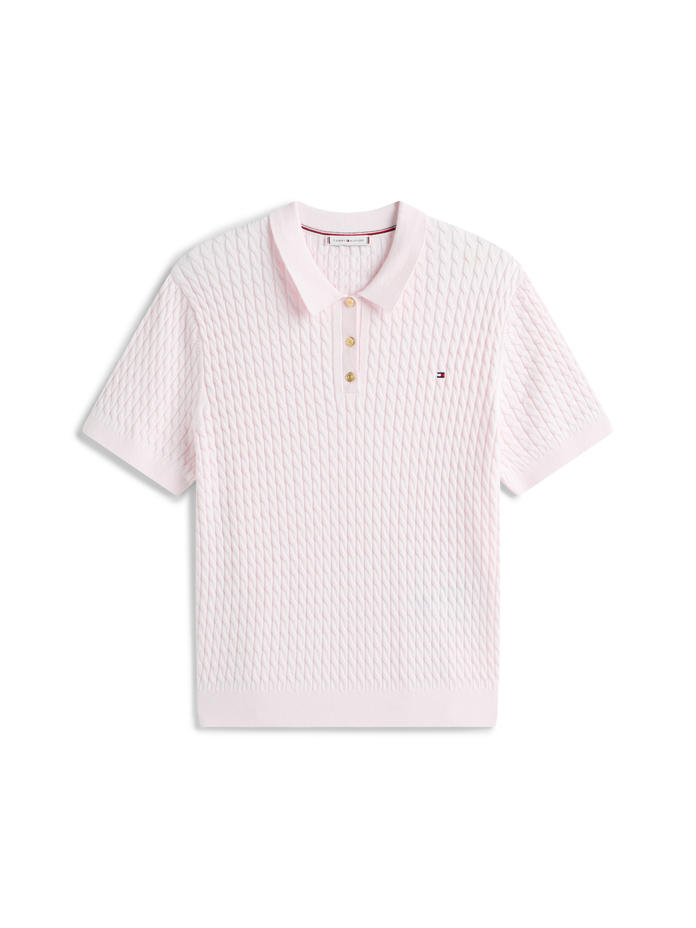 Tommy Hilfiger Curve Polokragenpullover »CRV CO CABLE FINE GG POLO S/S« in großen Größen, mit Zopfmuster