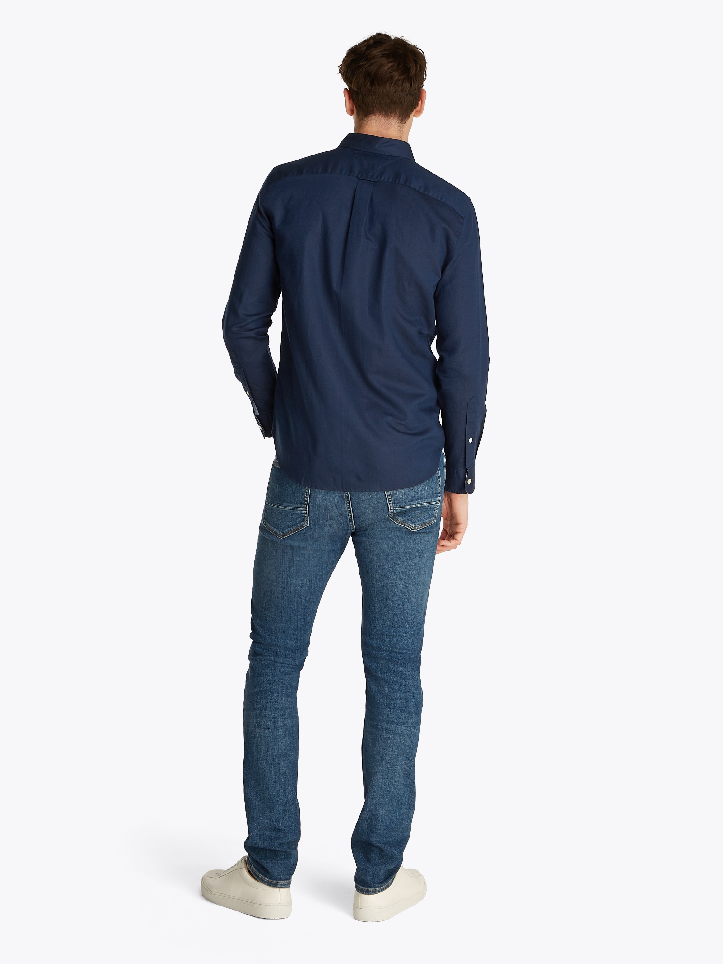 Tommy Hilfiger Langarmhemd »LINEN BLEND SOLID RF SHIRT«, mit Button-down-Kragen