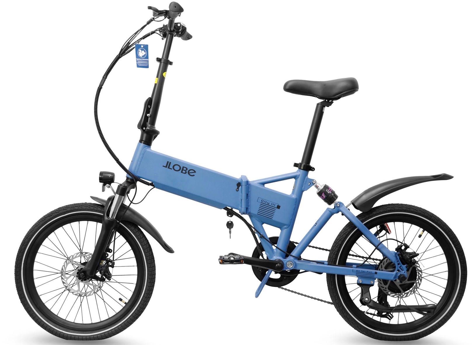 LLobe E-Bike »City III blau 36V / 10,4Ah«, 3 Gang, Shimano, 7-Gang Shimano Kettenschaltung, Frontmotor 250 W, Pedelec, Elektrofahrrad für Damen u. Herren