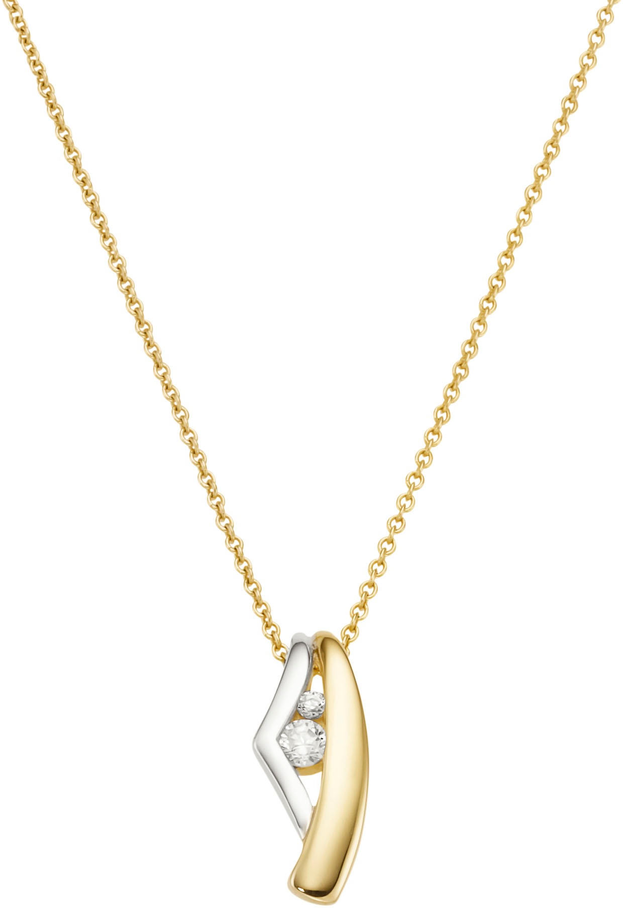 Firetti Kette mit Anhänger »Schmuck Geschenk Gold 375 Halsschmuck Goldkette bicolor«, mit Zirkonia (synth.)
