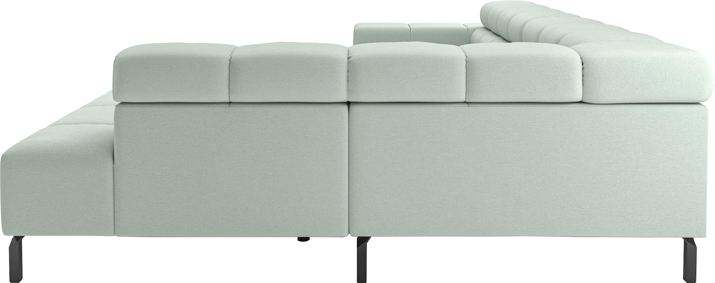 INOSIGN Ecksofa »Ancona New, wahlweise motorische Sitztiefenverstellung, auch Cord«, feine Steppung, mit Kopfteilverstellung, 3 Zierkissen, L-Form