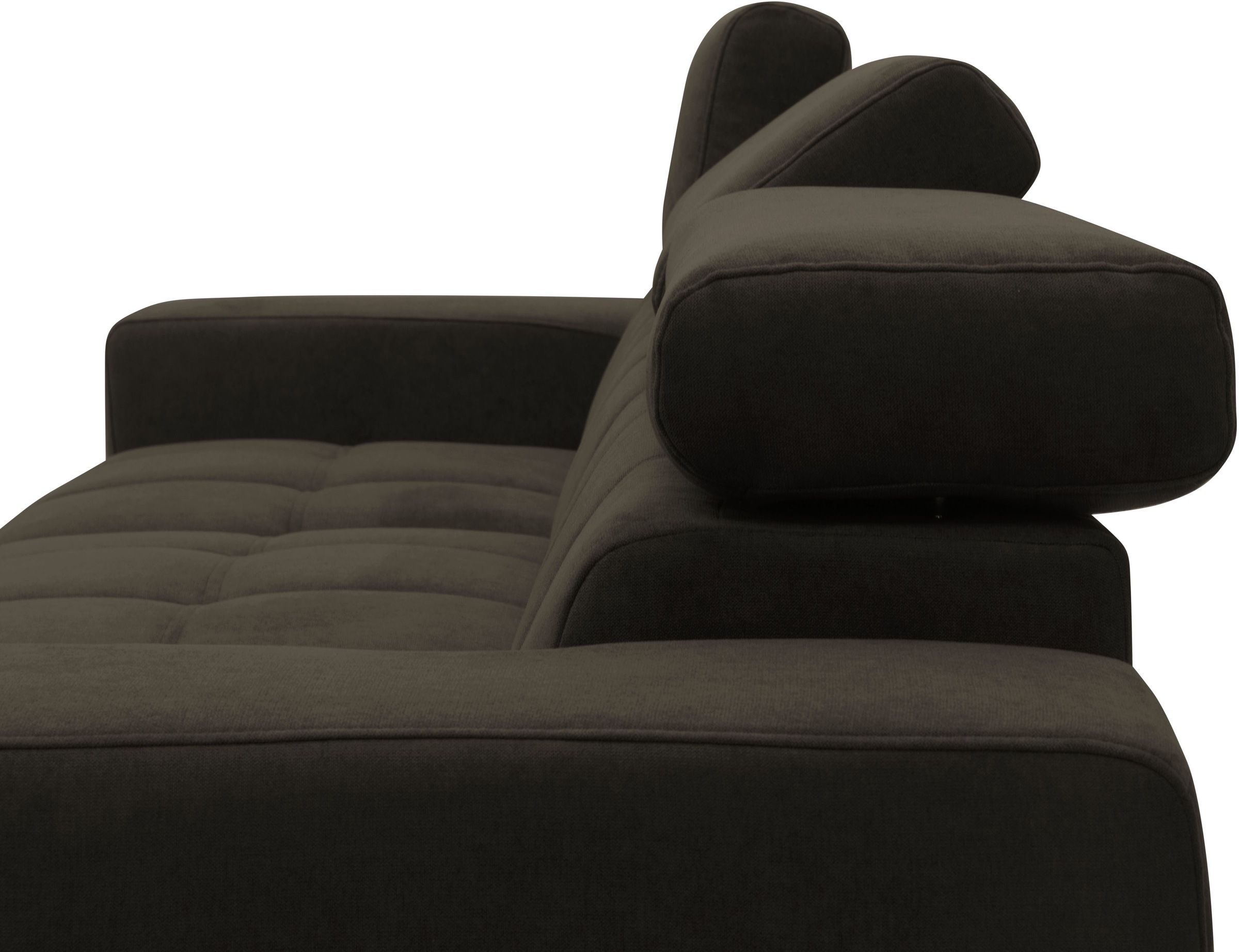 DOMO collection Ecksofa »Trento L-Form, mit Kufenfuß oder Einzelfuß«, wahlweise mit Kopfteilverstellung, Recamiere links/rechts bestellbar