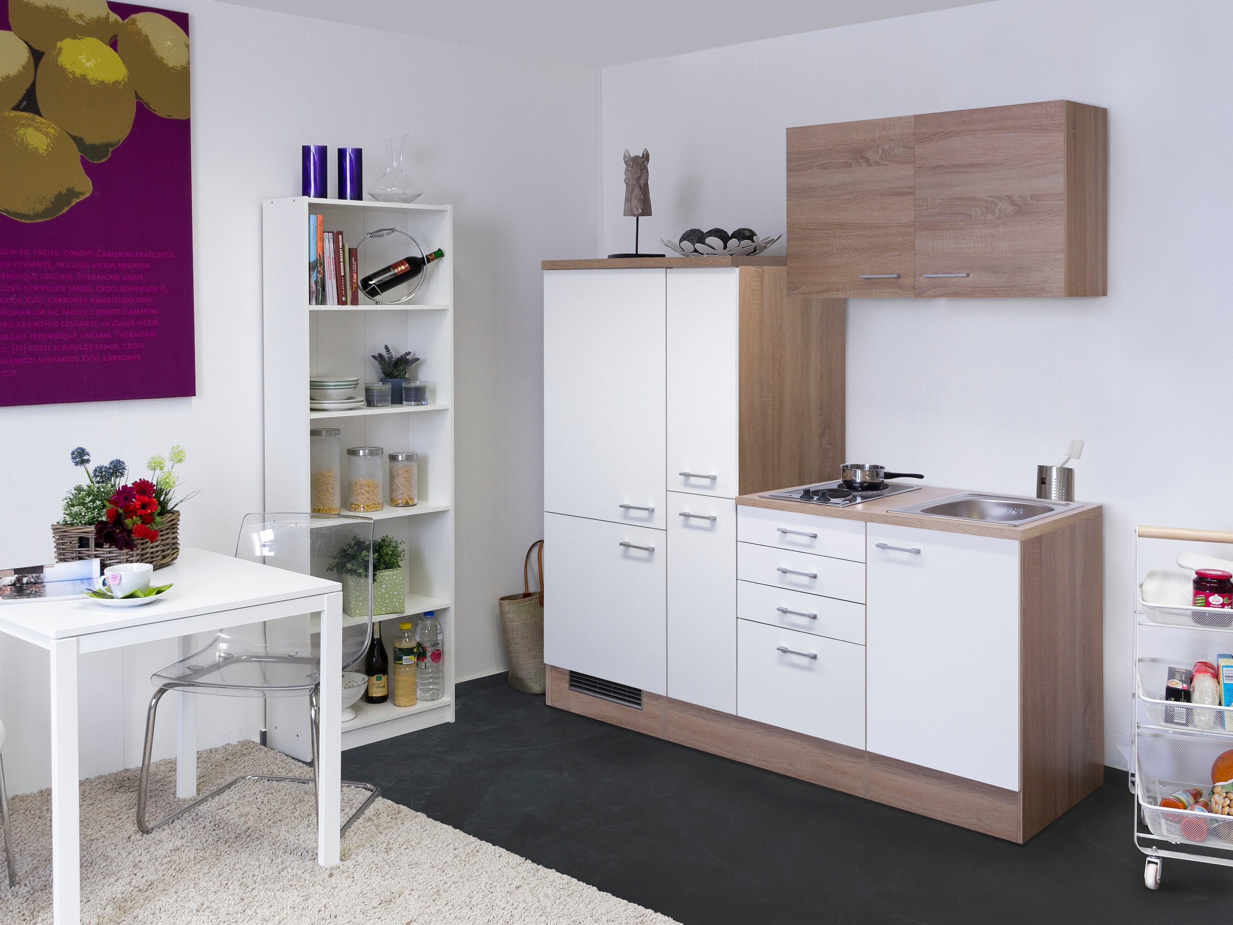 Flex-Well Küchenzeile »Samoa«, Gesamtbreite 190 cm, mit Apothekerschrank, mit Einbau-Kühlschrank etc.