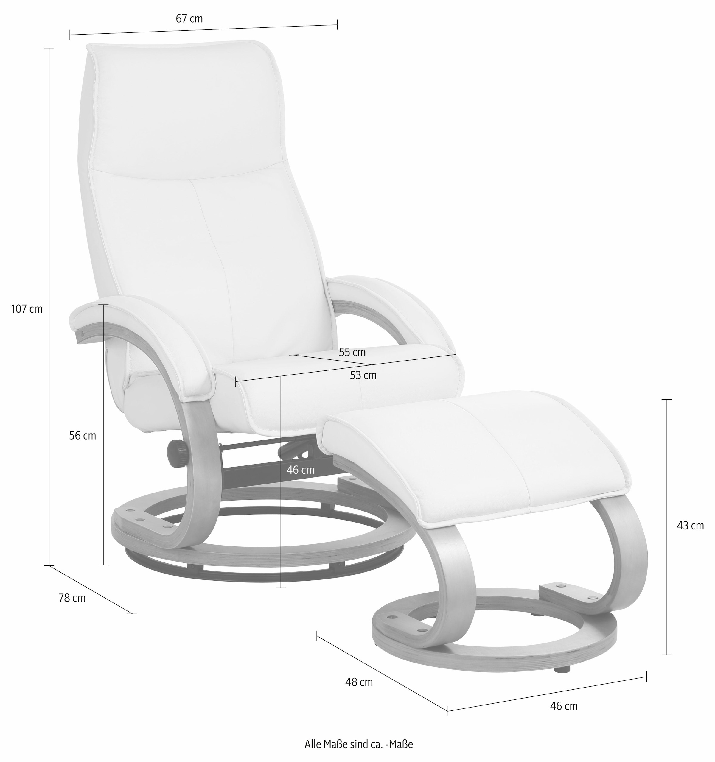 Home affaire Relaxsessel »Paris, TV-Sessel mit Hocker und manueller Liegefunktion«, (Set, 2 St., bestehend aus Sessel und Hocker), Dreh- und Kippfunktion, NaturLEDER®
