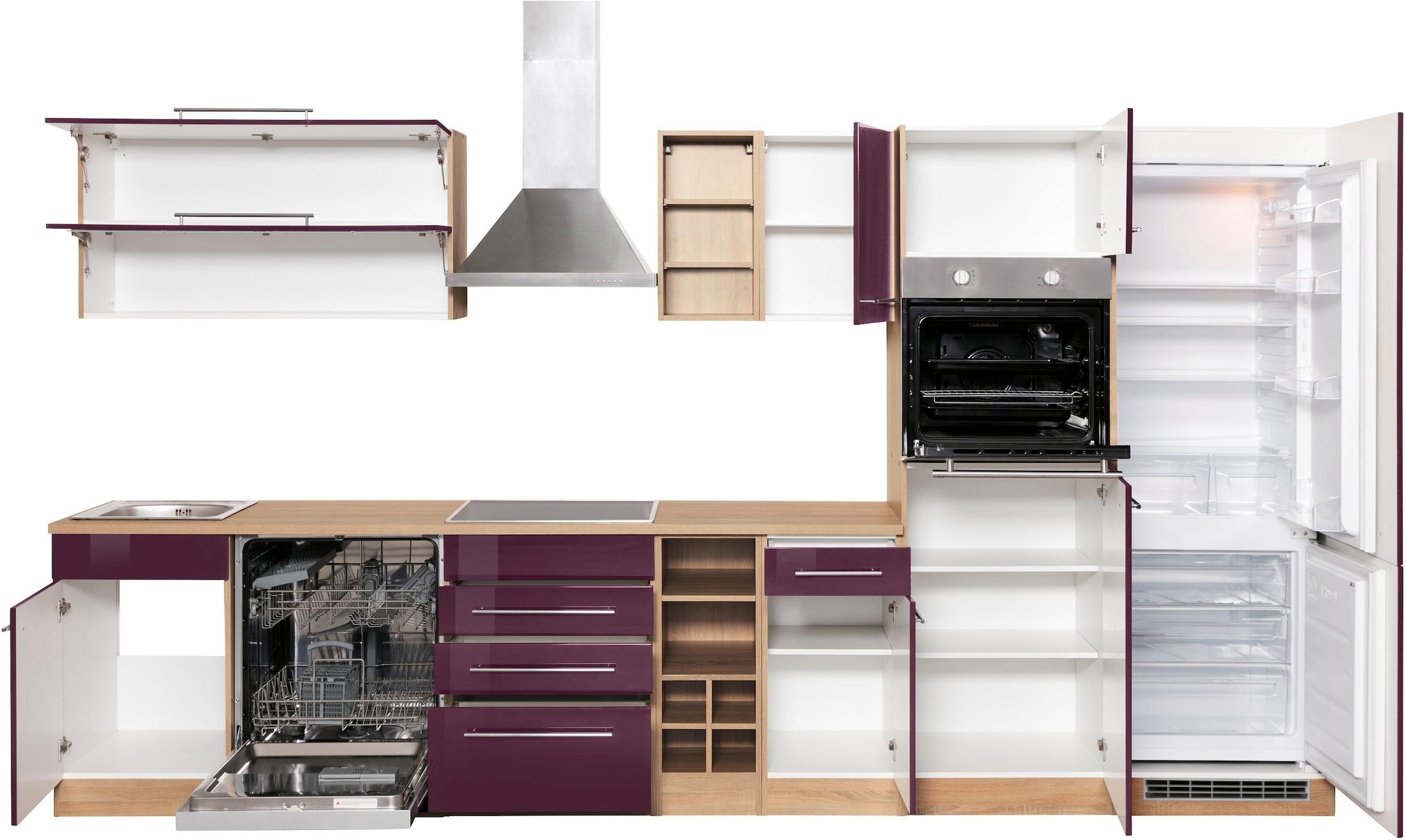 KOCHSTATION Küchenzeile »KS-Eton«, mit E-Geräten, Breite 360 cm