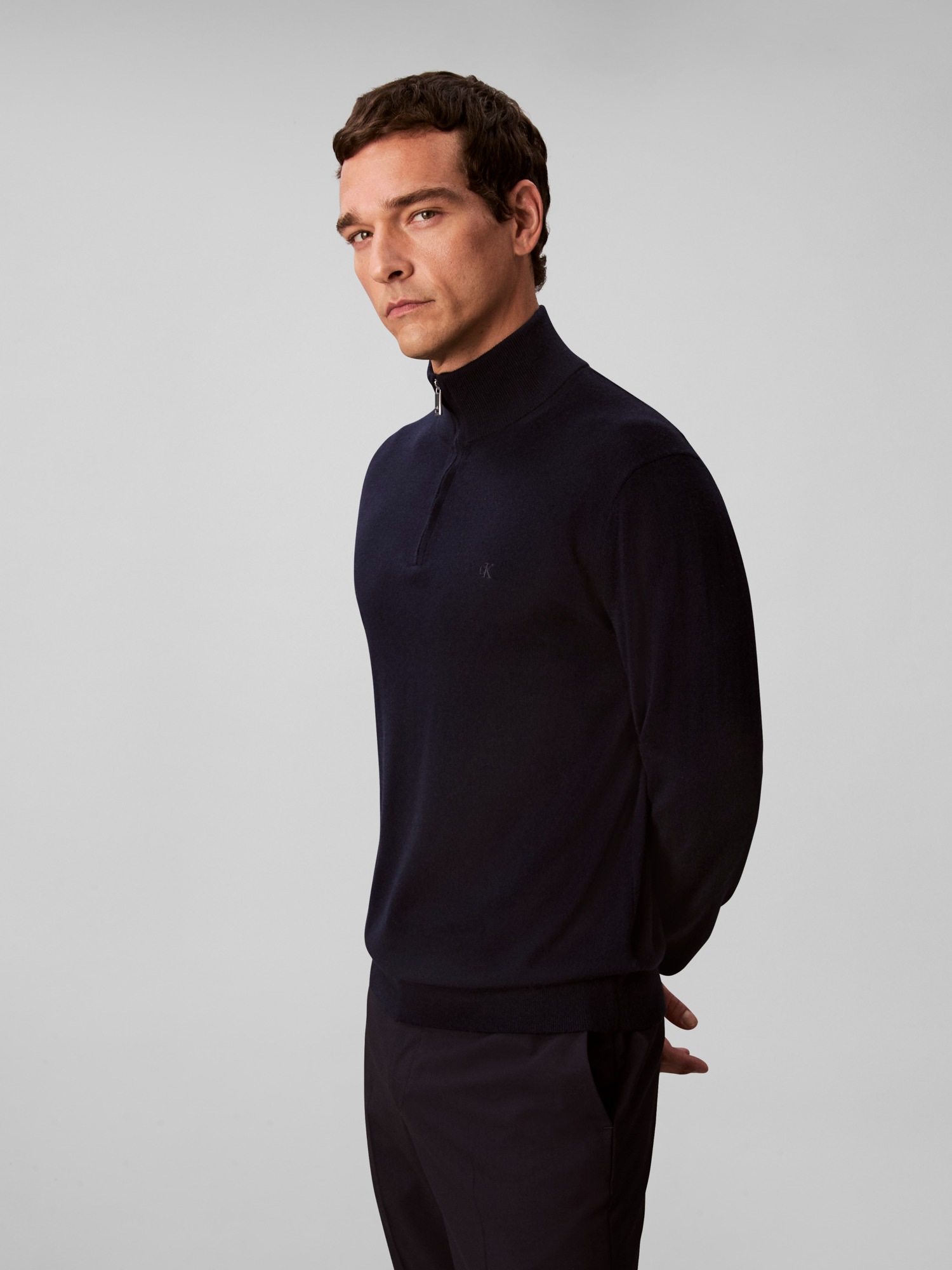 Calvin Klein Stehkragenpullover »LS 100% MERINO QZ 14GG« Mit Rundhalsausschnitt, regular fit
