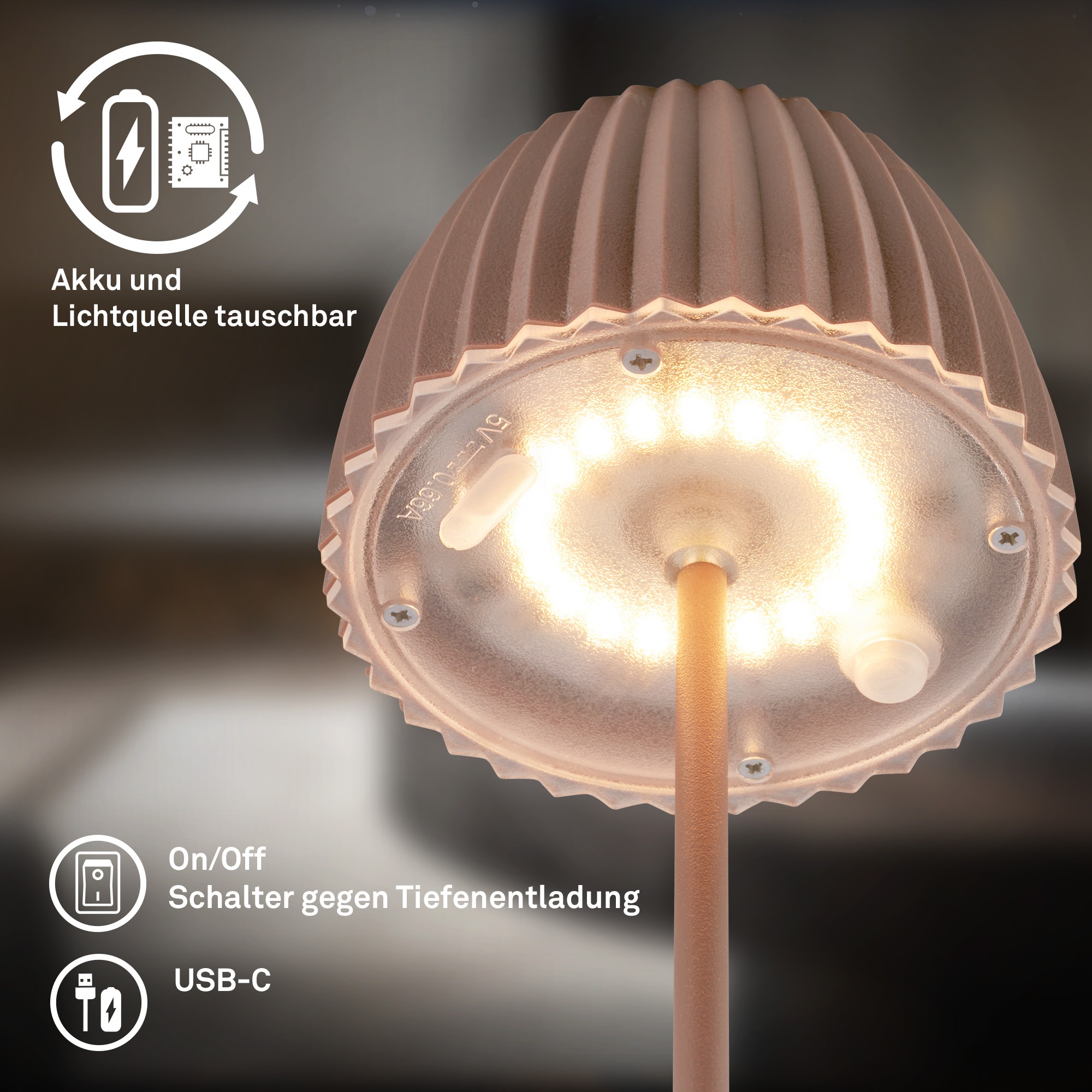 Briloner Leuchten LED Tischleuchte »Akku LED Tischleuchte« LED-Modul