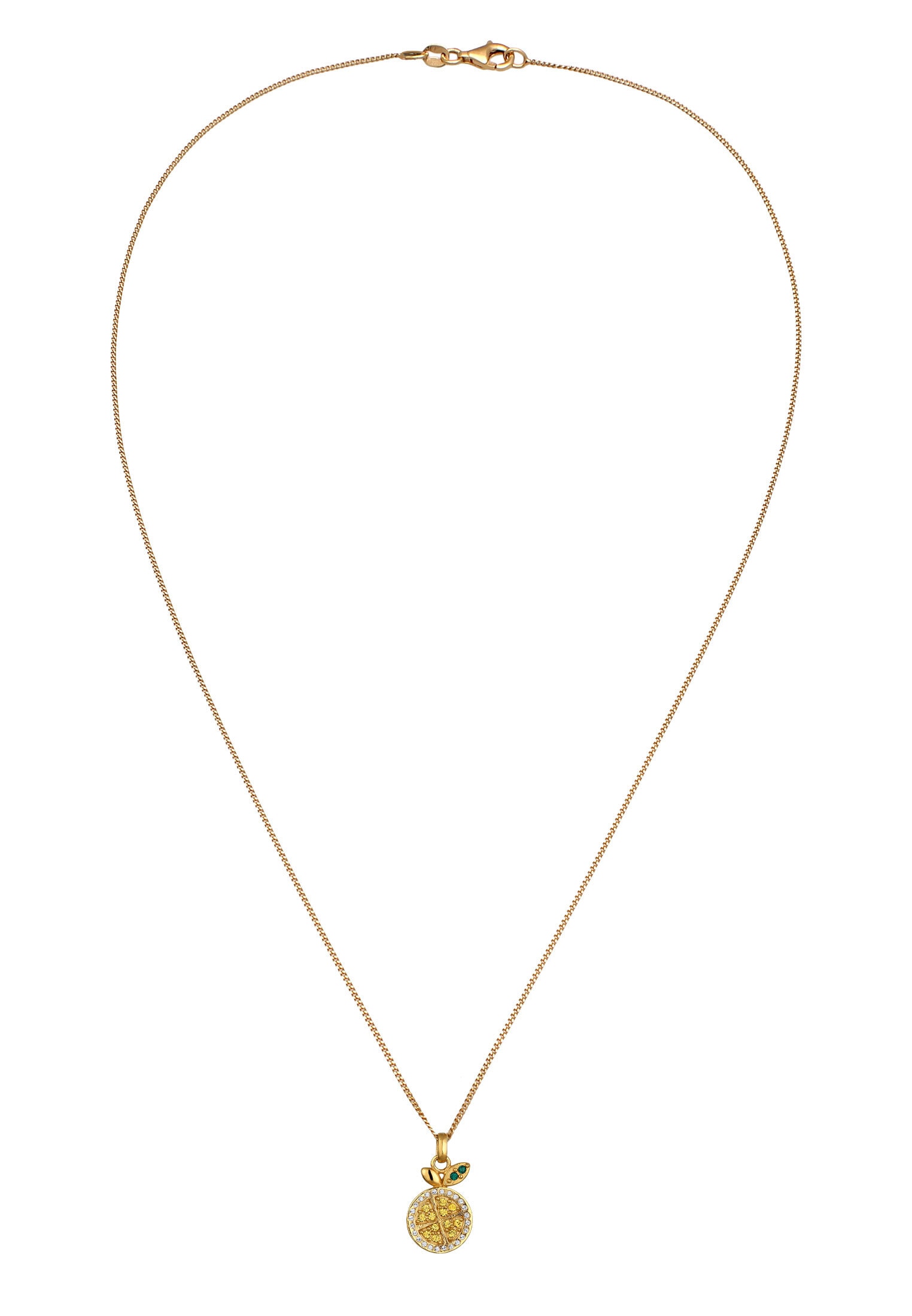 Elli Kette mit Anhänger »Halskette Zitrone Anhänger Glas Kristalle 925 Sterling Silber vergoldet«