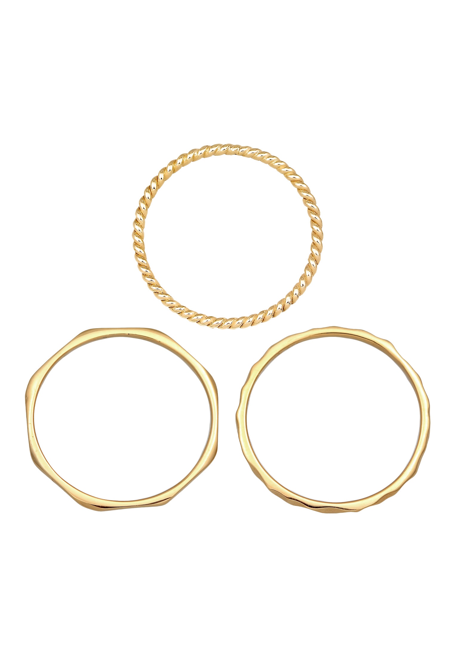 Elli Premium Ring-Set »Ring Stapelringe Stacking Bandring 3er Set 375 Gelbgold«