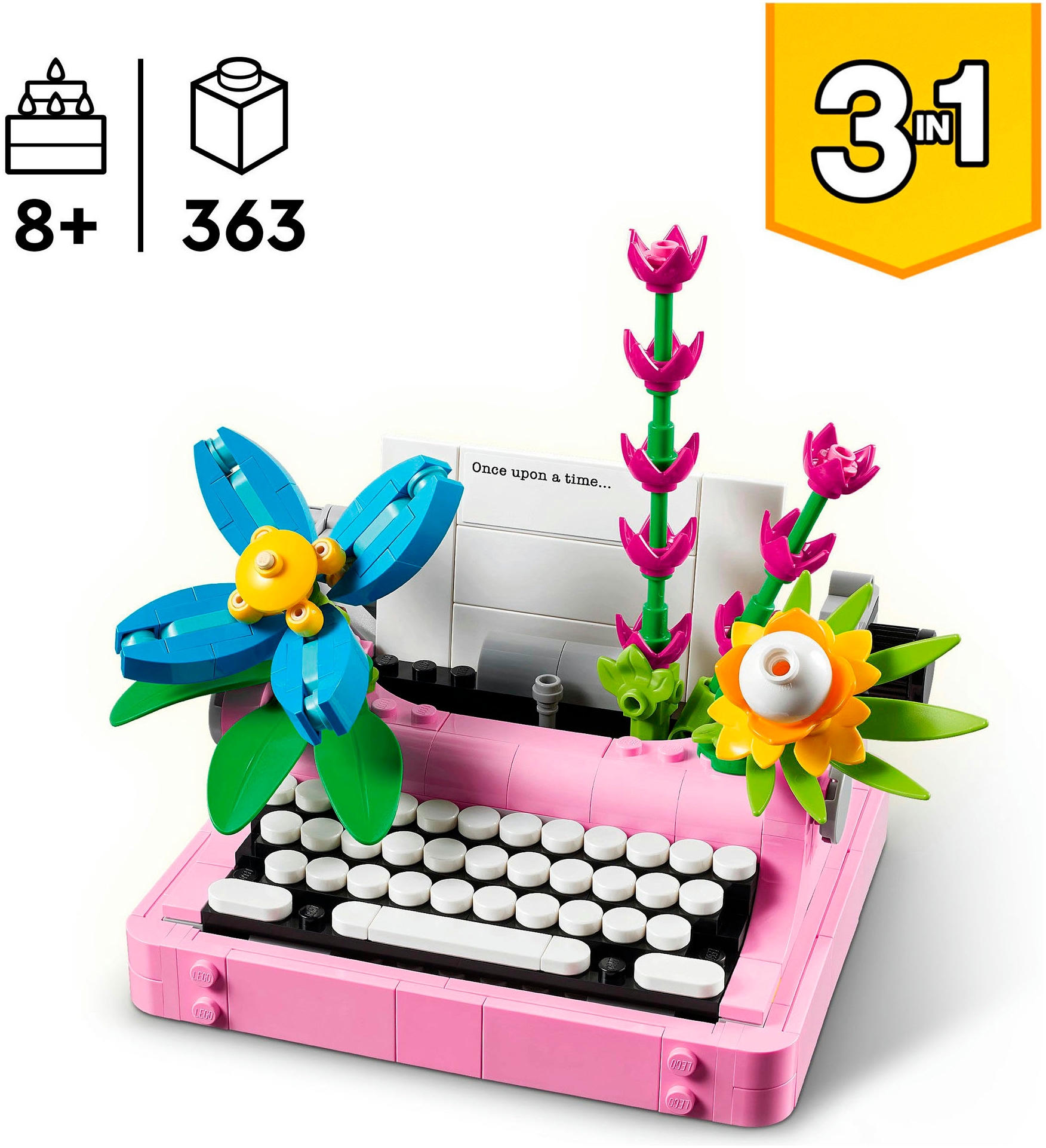 LEGO® Konstruktionsspielsteine »Schreibmaschine mit Blumen (31169), LEGO Creator«, (363 St.), Made in Europe