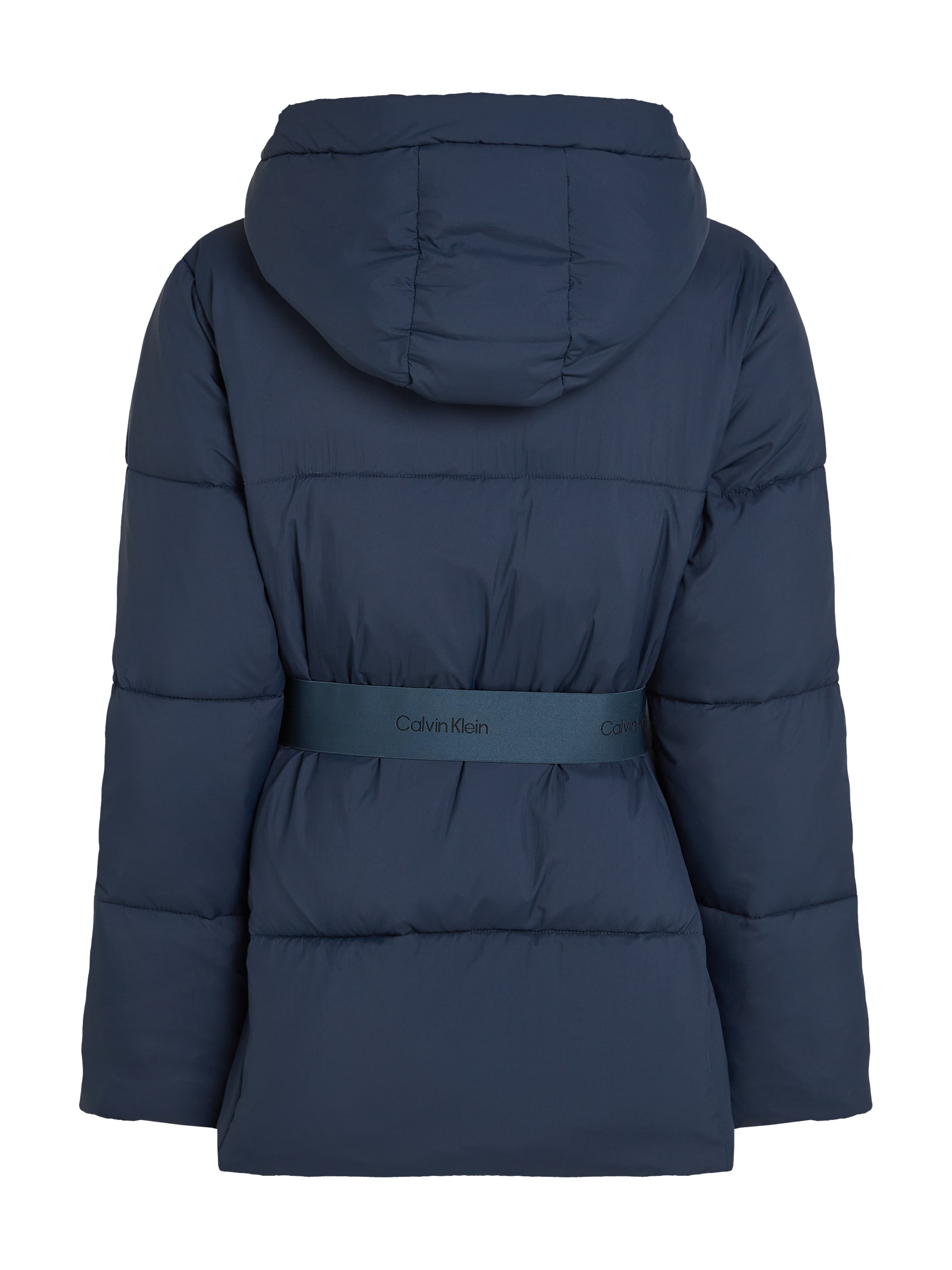 Calvin Klein Jeans Steppjacke »LOGO BELT SHORT PUFFER«, mit Kapuze, mit Gürtel