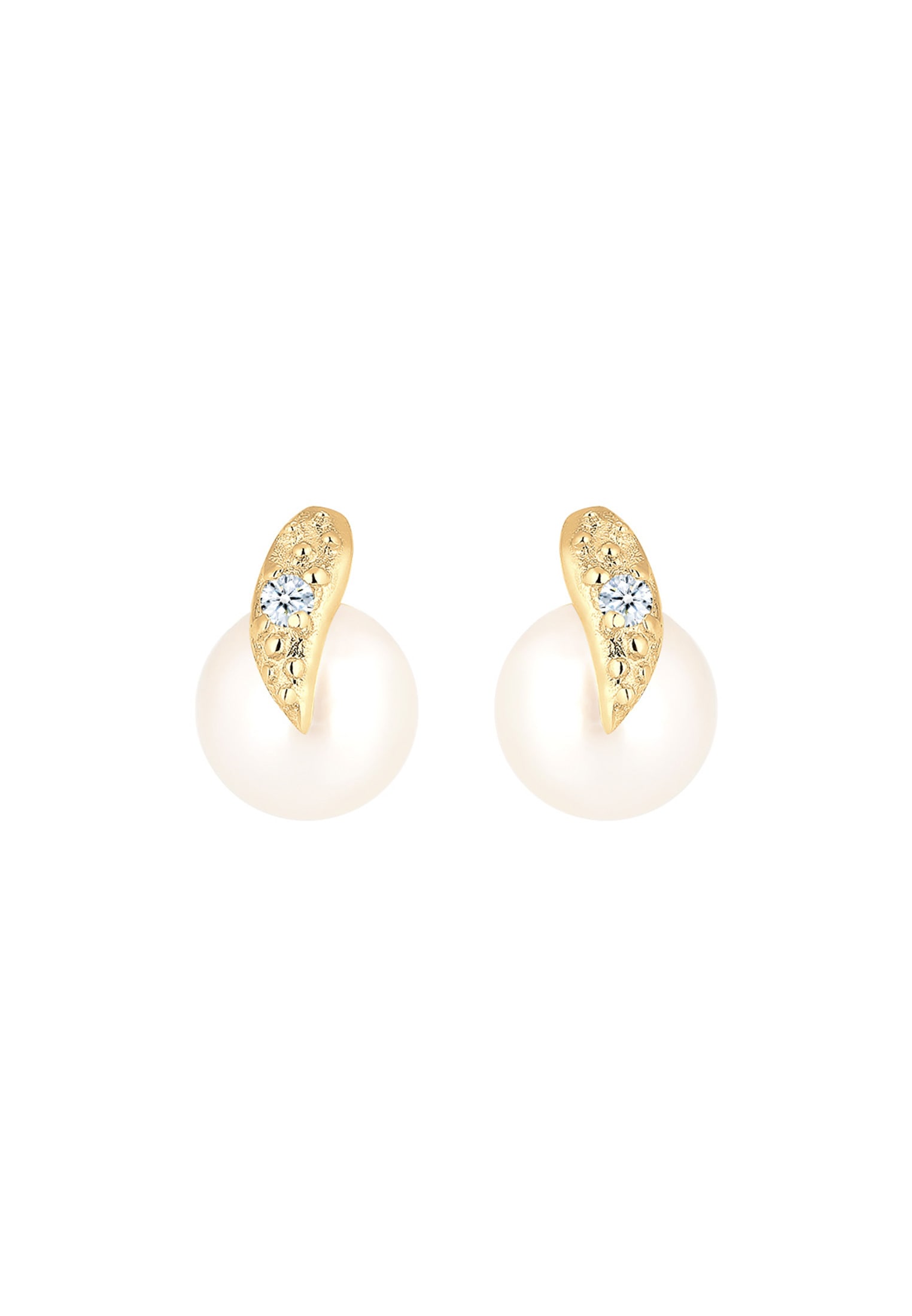 Elli DIAMONDS Paar Ohrstecker »Ohrringe Diamant (0,015ct.) Süßwasserperle 585 Gelbgold«