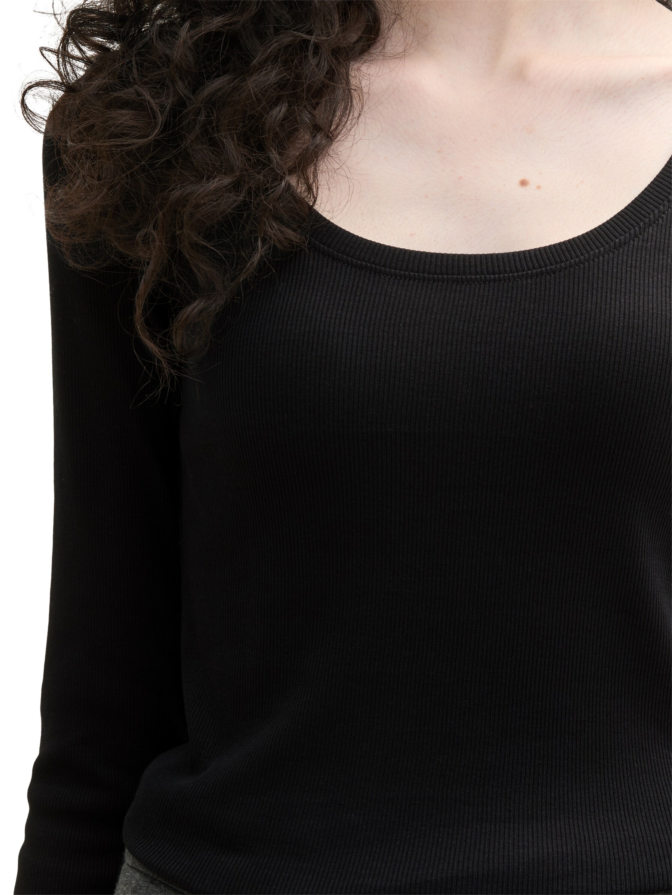 TOM TAILOR Denim Rundhalsshirt, gerippt und mit Stretch