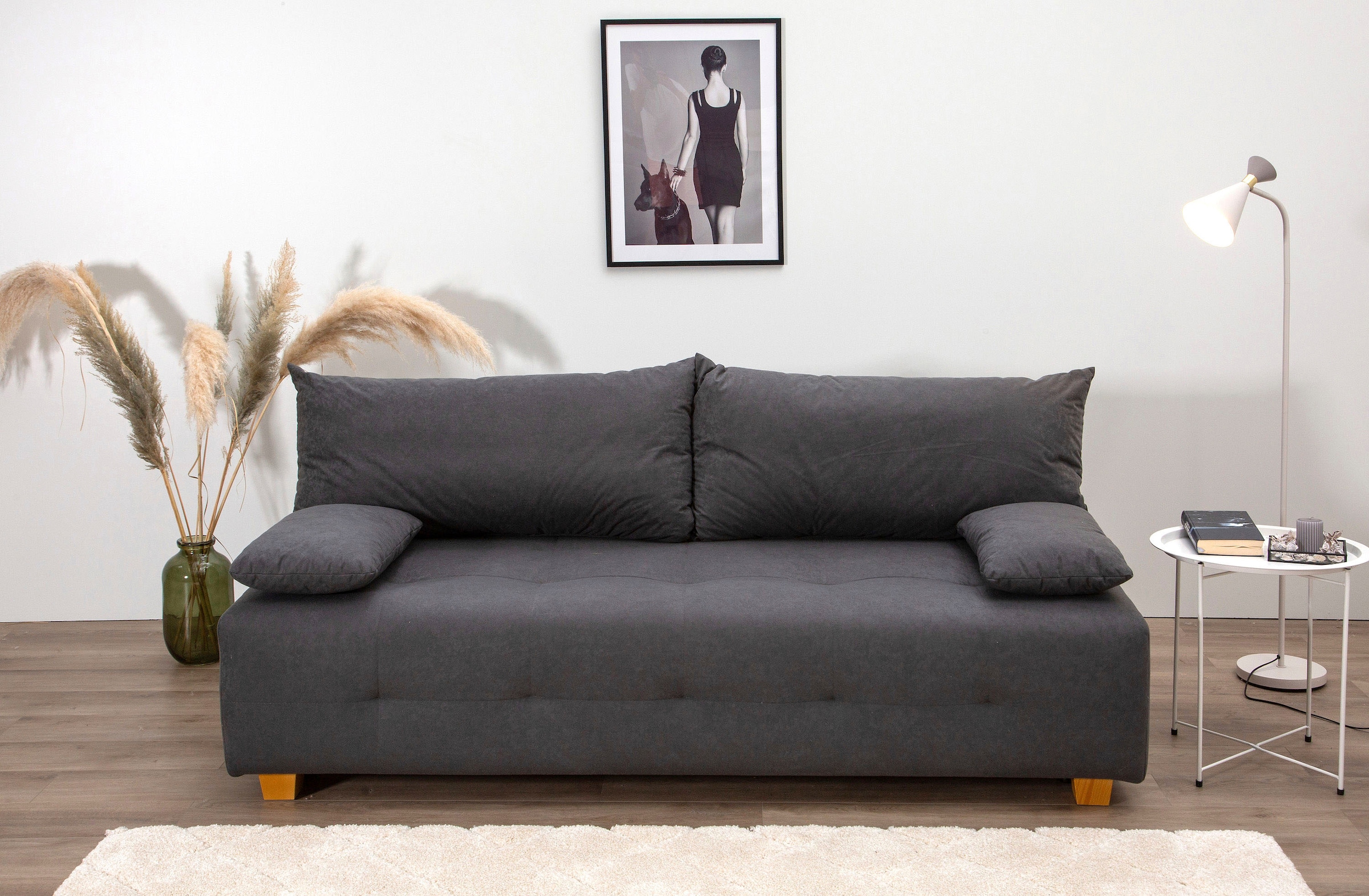 COLLECTION AB Schlafsofa "Bella, B: 196 cm, Liegefl. 145x196 cm" Schlaffunktion, Bettkasten & 2 Armlehnenkissen, Federkern