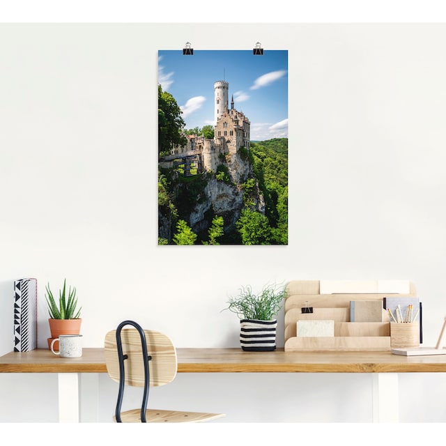 Artland Wandbild »Schloss Lichtenstein am sonnigen Tag«, Gebäude, (1 St.),  als Alubild, Leinwandbild, Wandaufkleber oder Poster in versch. Größen auf  Raten bestellen