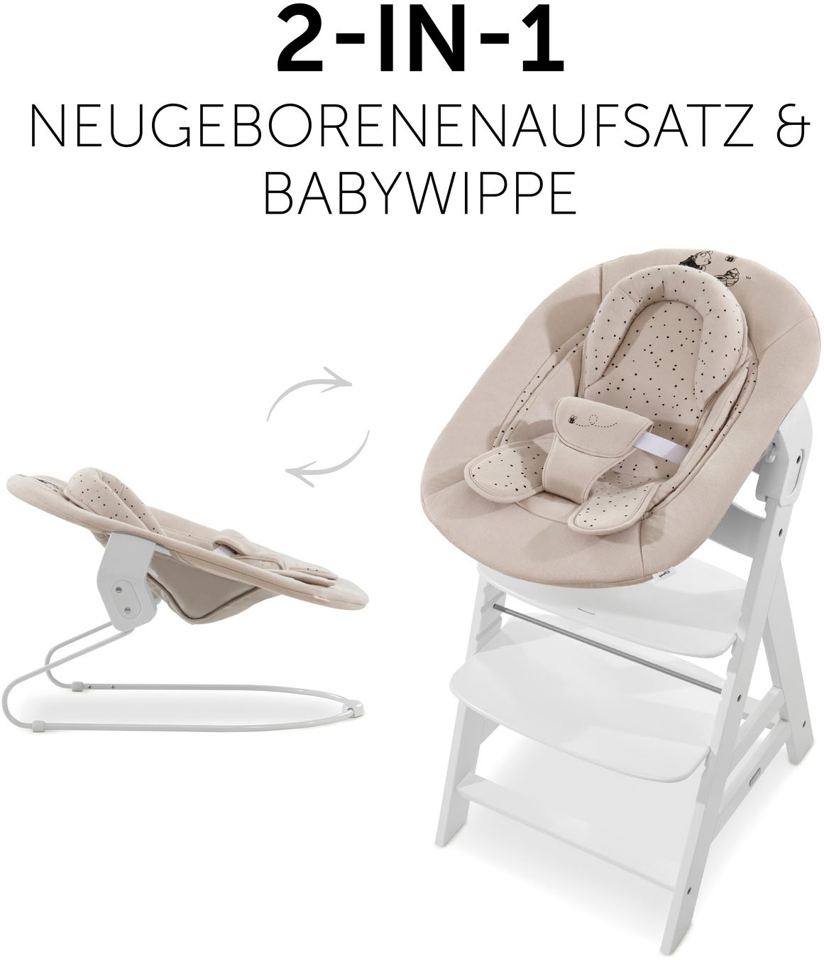 Hauck Hochstuhlaufsatz »Alpha Bouncer 2in1 Winnie the Pooh beige« bis, 9 kg, mit Wippgestell