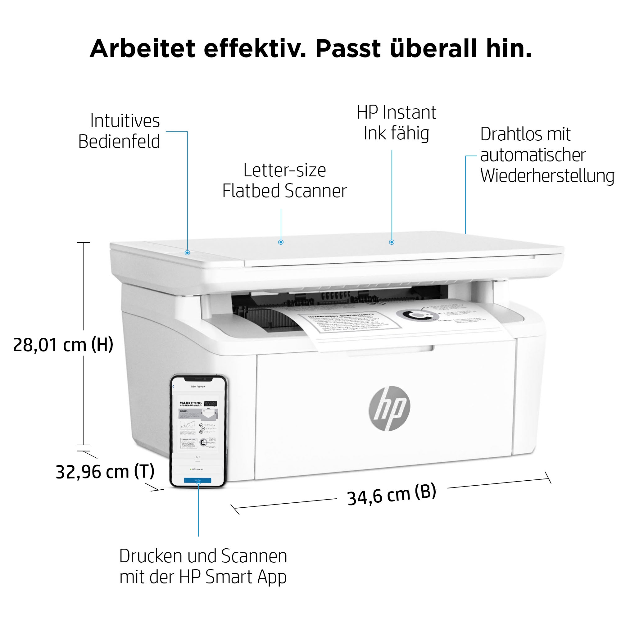 HP Multifunktionsdrucker »LaserJet 3 Ink XXL HP+ kompatibel Garantie | M140w«, ➥ Jahre UNIVERSAL Instant