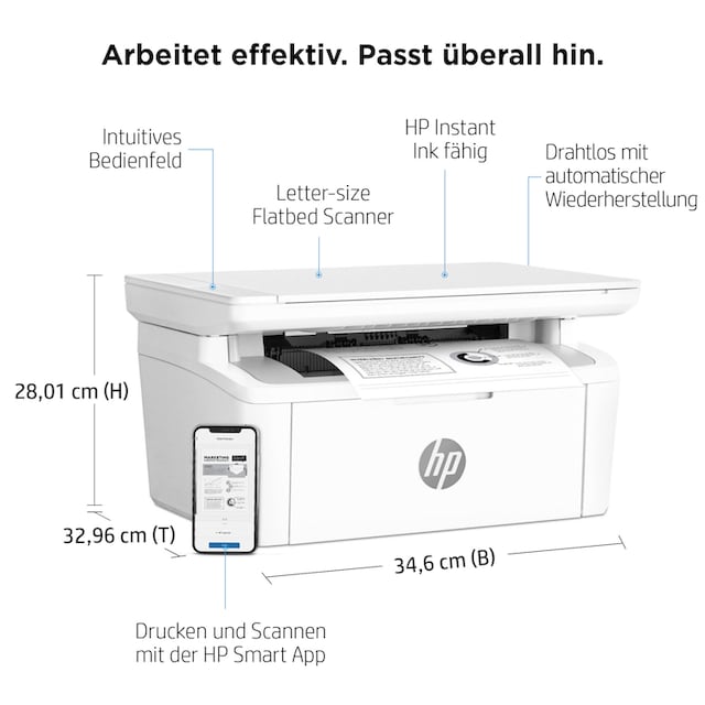 HP Multifunktionsdrucker »LaserJet M140w«, HP+ Instant Ink kompatibel ➥ 3  Jahre XXL Garantie | UNIVERSAL